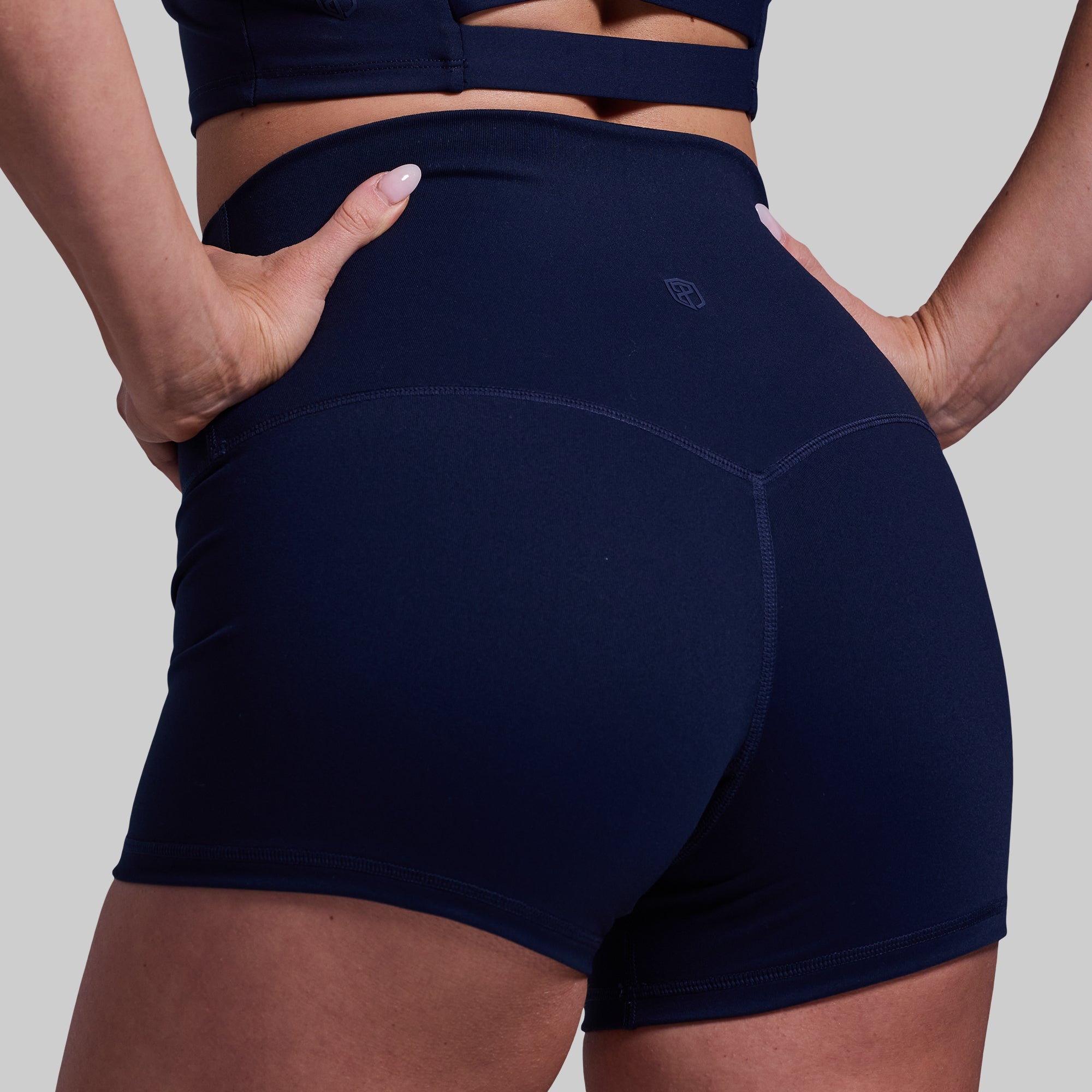 New Heights Booty Shorts for Women - High Waisted Workout Shorts (BP Navy) - Perfect for Gym, Running, Yoga & Casual Wear