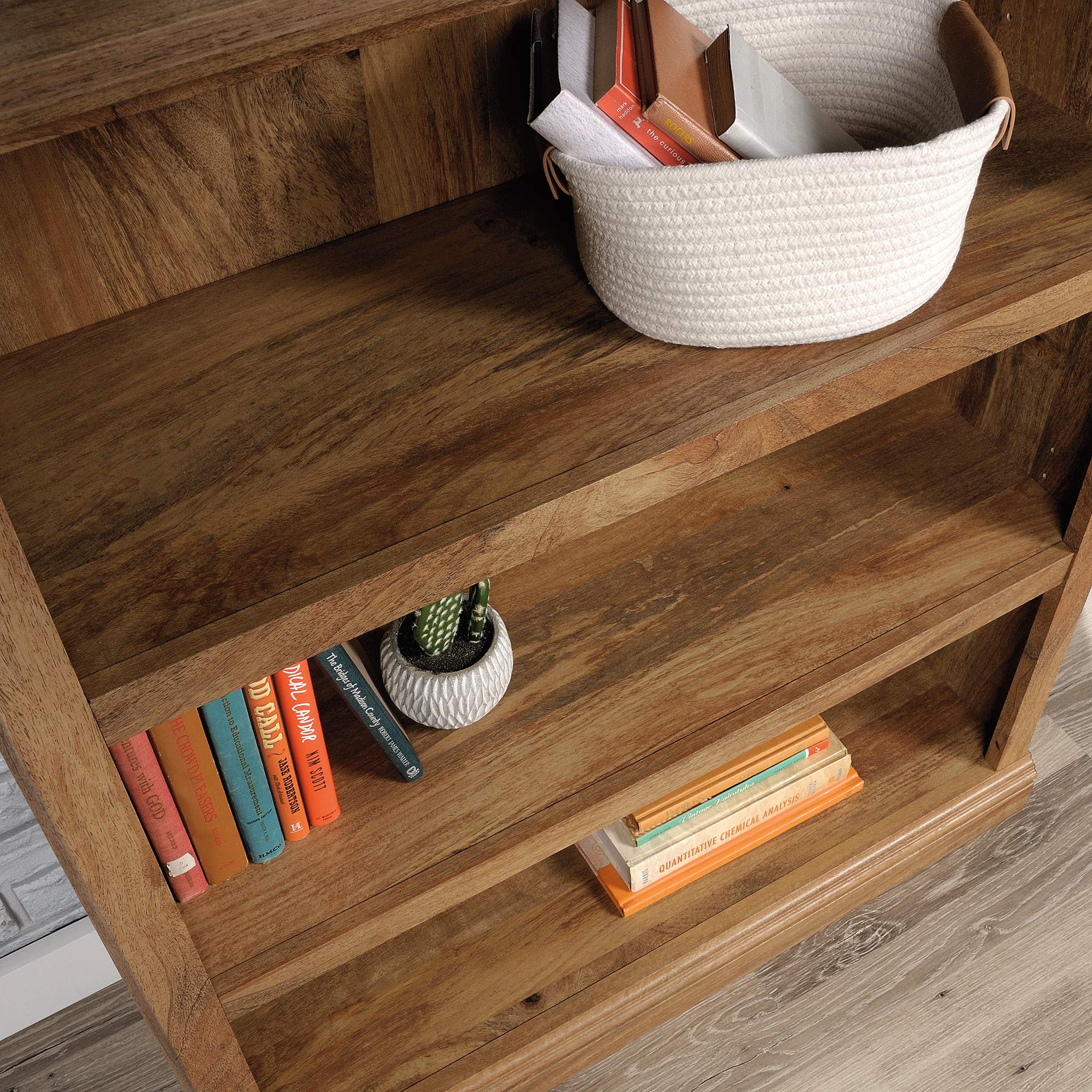 Sauder 3-Shelf Bookcase with Storage - Sindoori Mango Finish Wooden Bookshelf for Home Office, Living Room & Bedroom Organization