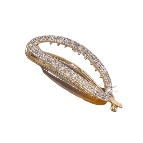 GLITZ & GLAMOUR Fashion Hair Clips for Women & Girls - Thick Hair Barrettes with Beautiful Lines, Retro Classic Large Snap Hair Accessories (Pack of 1) - Perfect for Parties, Weddings & Everyday Style