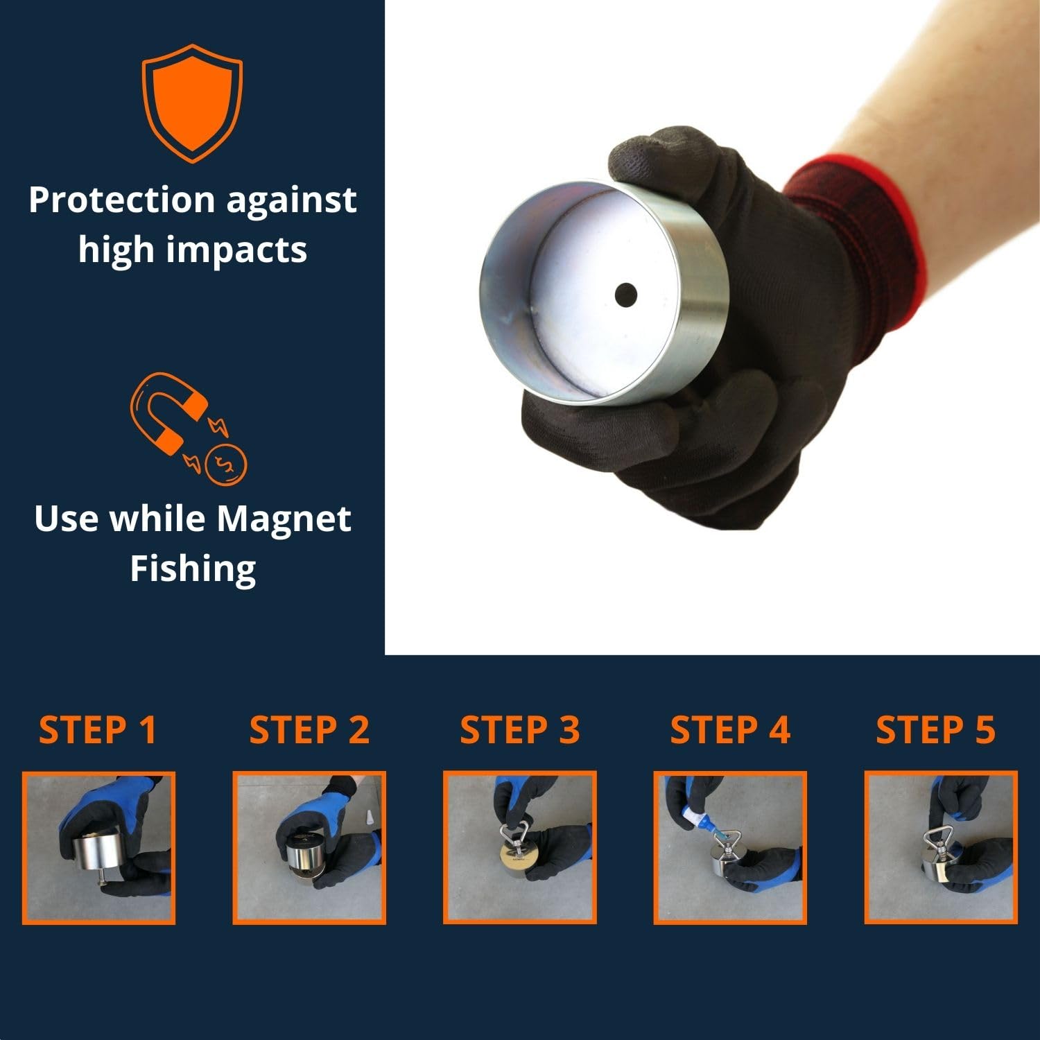 **Magnetar 2000 LB Magnetic Fishing Kit with 360° Rotating Magnet, Prodding Stick, Gloves & Cover - Strong Neodymium Magnet for Underwater Treasure Hunting, River & Lake Fishing, Metal Recovery**