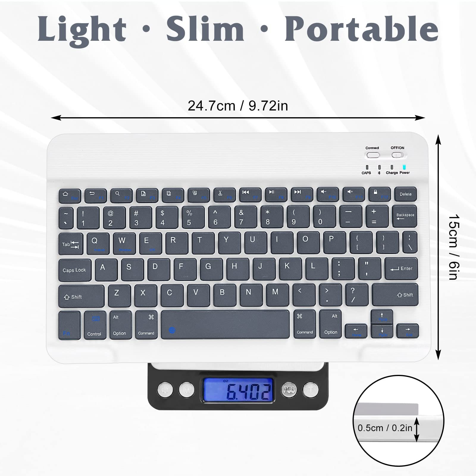 Rechargeable Bluetooth Keyboard and Mouse Combo - Ultra Slim Full-Size Wireless Keyboard with Silent Mouse for Mac, iPad, Tablet, PC, Laptop (Compatible with vivo X60 Pro) - Shadow Grey & Black - Perfect for Office Work, Home Use, and Travel