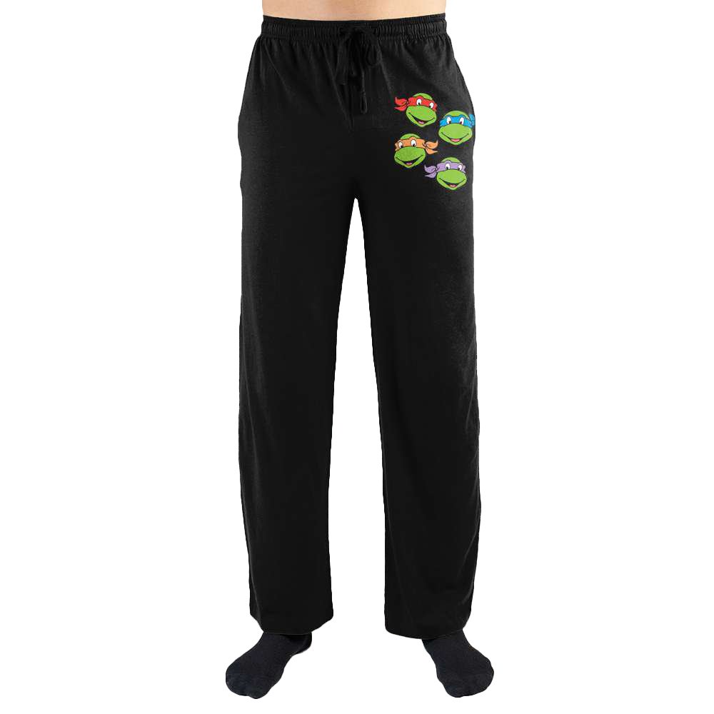 TMNT Teenage Mutant Ninja Turtles Four Brothers Print Men's Lounge Pants - Soft Cotton Sleepwear & Casual Loungewear for Home, Gaming, and Comic Book Fans