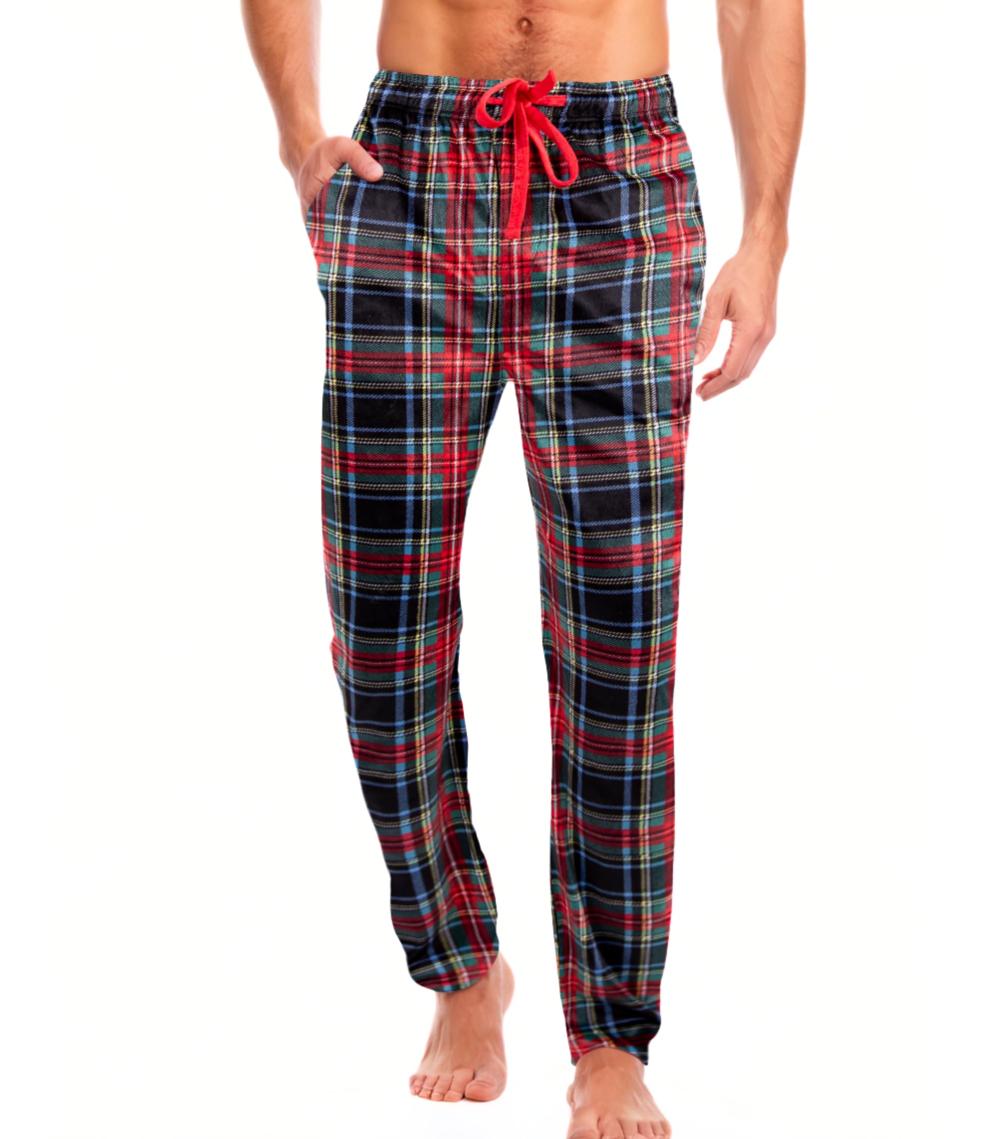 Men's Plaid Pajama Pants with Adjustable Elastic Waistband & Drawstring - Soft Sleep & Lounge Pants for Comfortable Nightwear, Home Relaxation and Travel