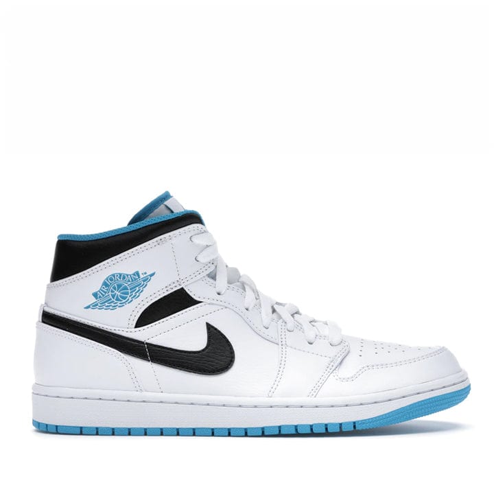 Nike Air Jordan 1 Mid Sneakers - White & Laser Blue Basketball Shoes for Men | Retro Style, Comfortable & Durable | Perfect for Casual Wear, Street Fashion & Basketball Games