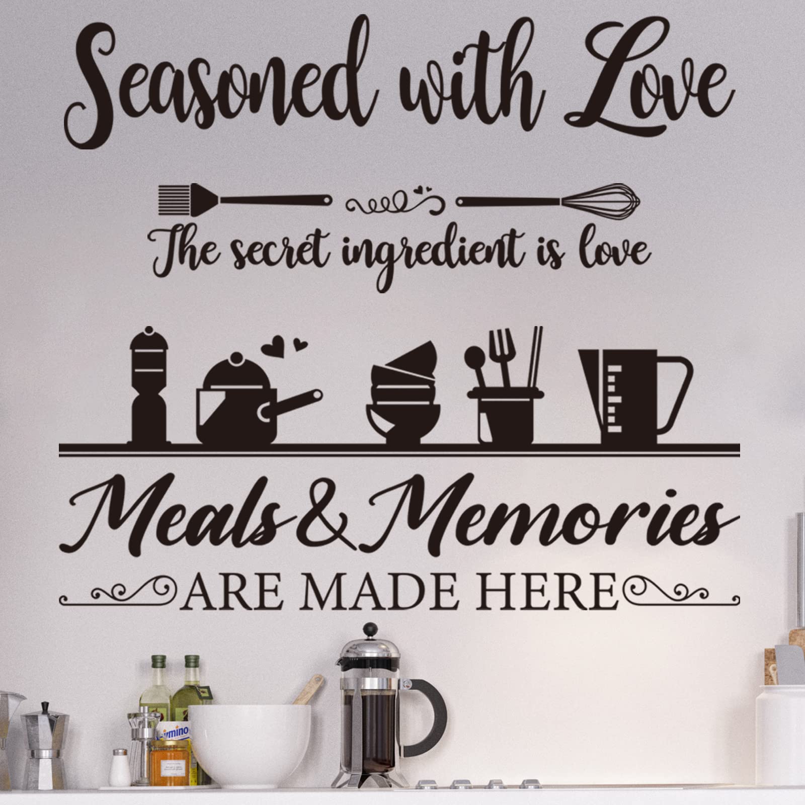 3 Pieces Kitchen Wall Decal Set - Dining Room Rules Vinyl Stickers, Kitchen Utensil Wall Art for Home Decor, Perfect for Kitchen and Dining Room Decoration
