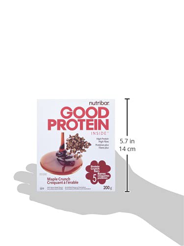 Nutribar High Protein Bars - Maple Crunch Flavor, 14g Protein per Bar, 5-Pack | Gluten-Free, Low Sugar, Made in Canada | Perfect for Post-Workout Recovery, Hiking & Healthy Snacking