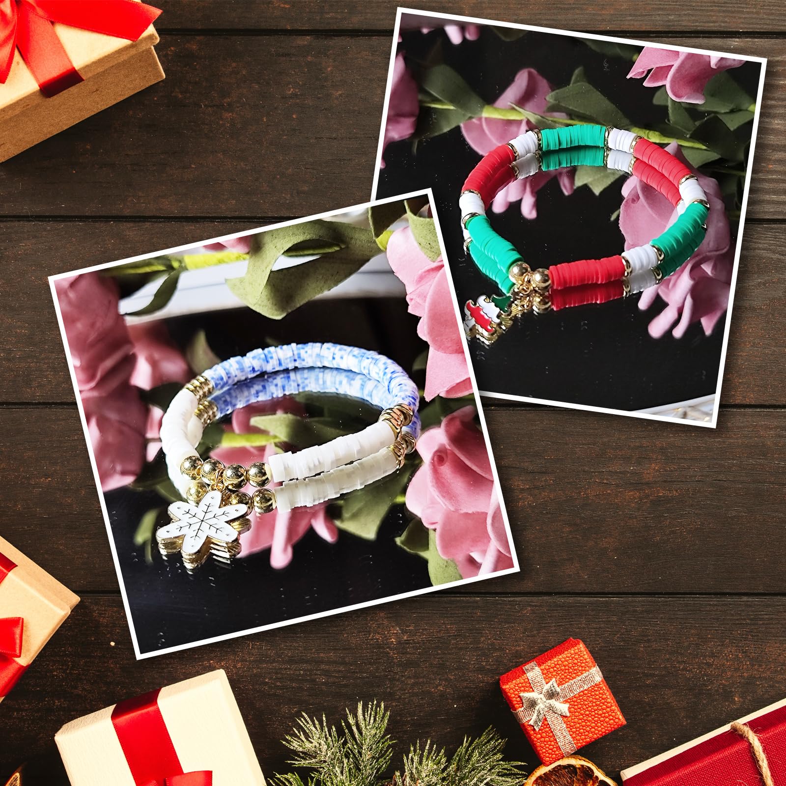 Dayify DIY Christmas Bracelet Making Kit - 300+ Gold Beads, Letter Beads & Holiday Charms for Jewelry Crafting | Friendship Bracelet Kit for Girls, Teens & Adults | Perfect Holiday Gift & Christmas Party Activity