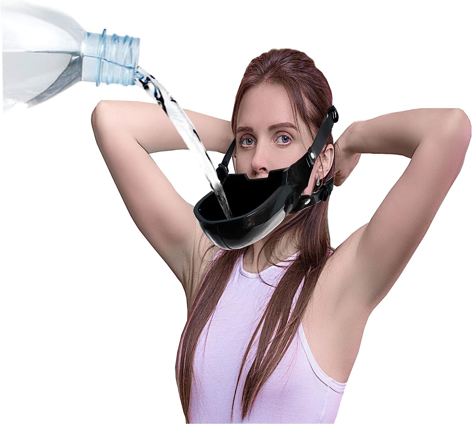 Adjustable Harness Mouth Plug Gag with Funnel - SM Bondage Extreme Sex Toy for Men, Women & Couples - Perfect for BDSM Play, Roleplay & Adult Fun (Black)