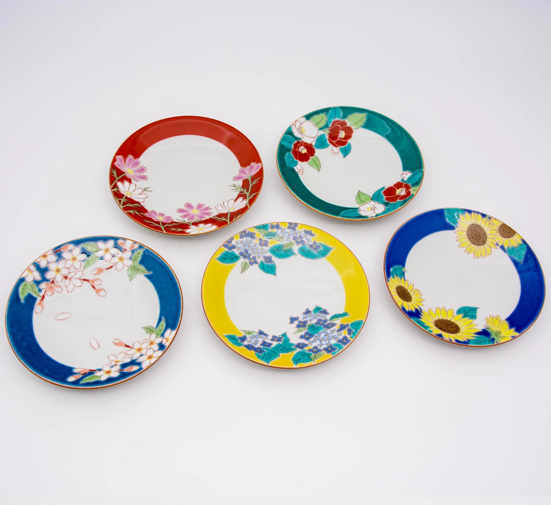 Kutani Yaki Japanese Cherry Blossom Small Plate - 5.4 Inch (13.8 cm) Handcrafted Ceramic Dish for Sushi, Dessert & Home Decor