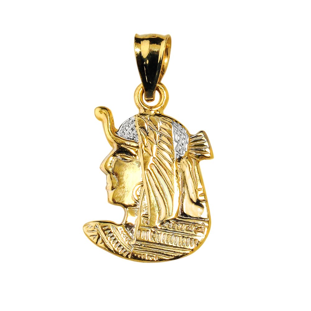 10k Two-Tone Gold Egyptian Queen Cleopatra Bracelet Charm - Elegant Handmade Jewelry for Women, Vintage Style Bangle for Parties, Weddings & Special Occasions