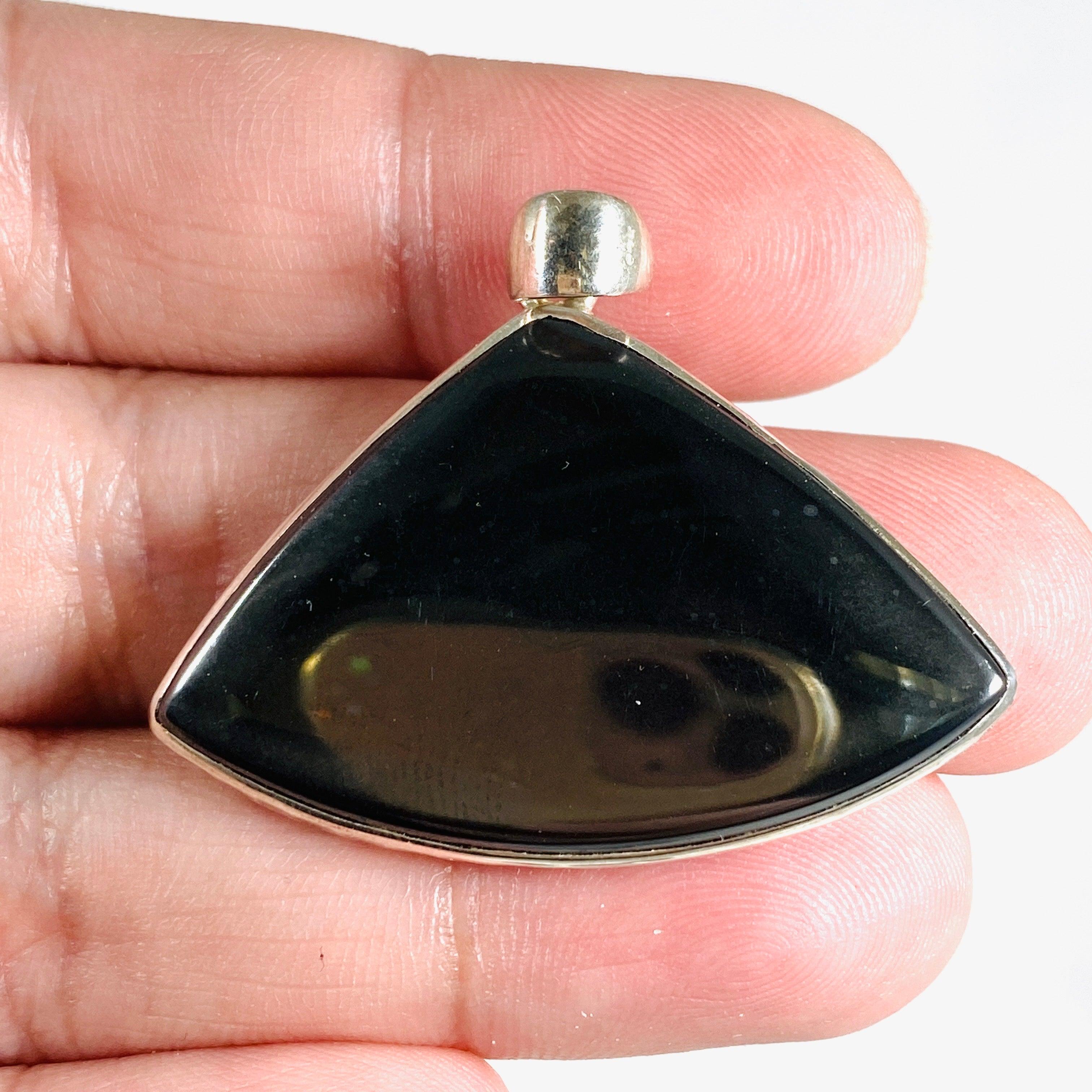 Natural Hematite Wide Teardrop Pendant Necklace KPGJ2996 - Elegant Healing Stone Jewelry for Meditation, Energy Balancing & Spiritual Protection