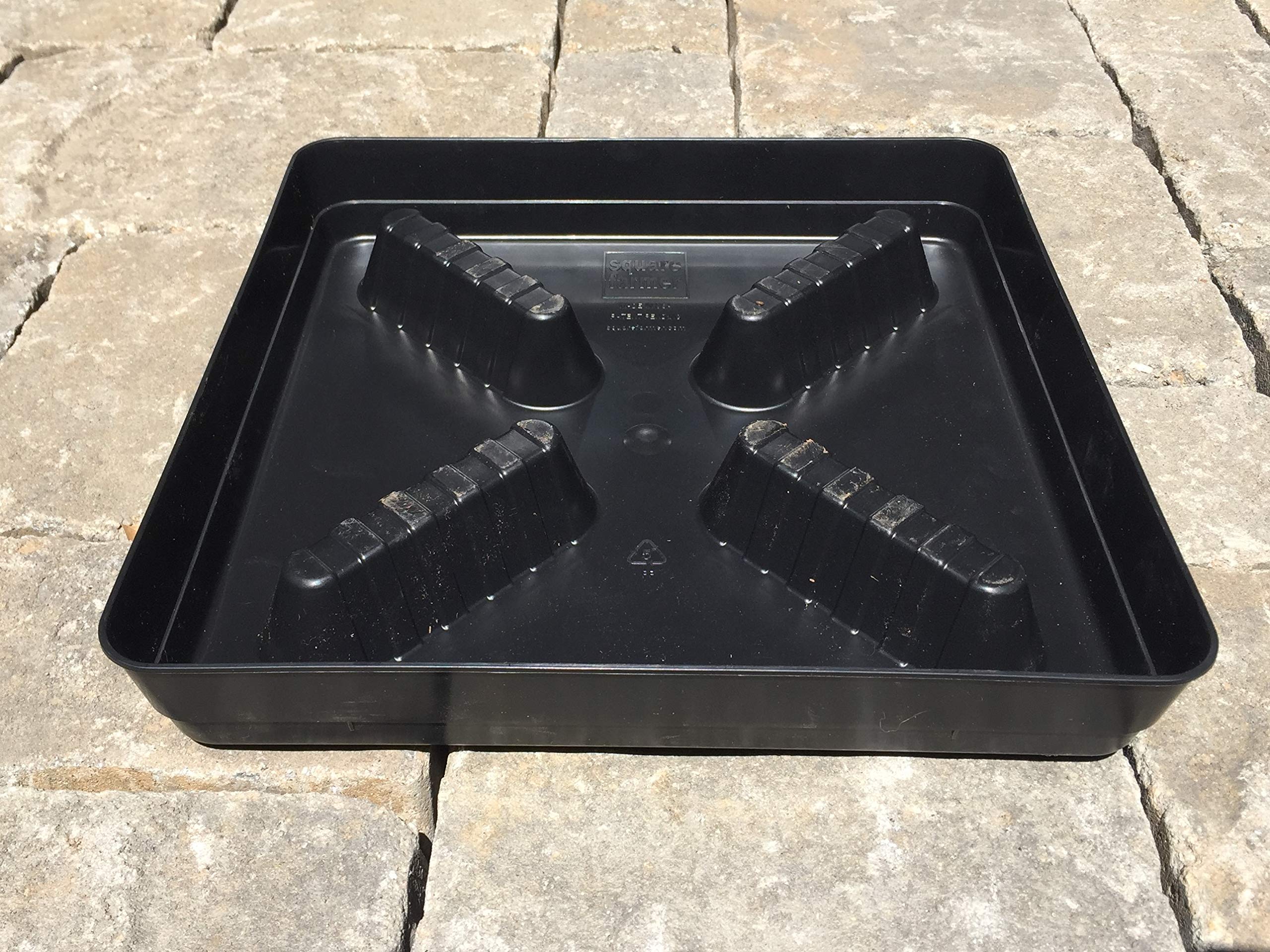 50-Pack 13-Inch Square Plastic Plant Saucers with Riser - Indoor & Outdoor Pot Drain Trays for Potted Plants, Flowers, and Gardening - Durable Water Drip Catcher for Decks, Patios, and Greenhouses