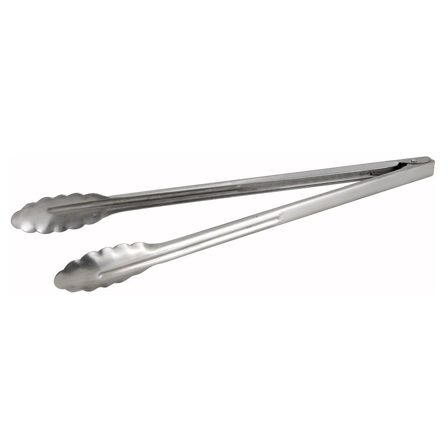 Winco UT 16HT 16-Inch Heavy Duty Stainless Steel Utility Tongs - Perfect for Grilling, BBQ, Cooking, and Food Service