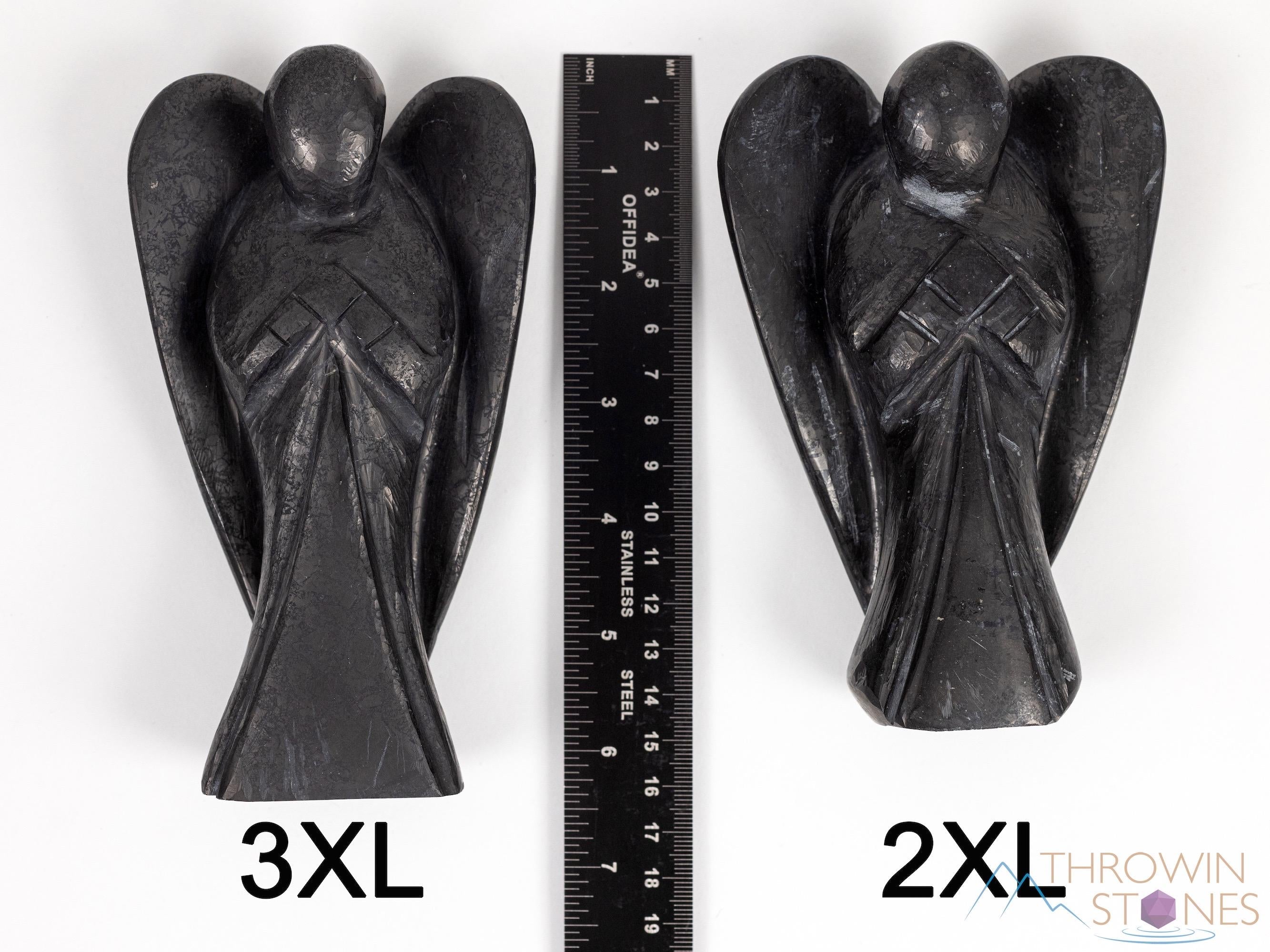 Black Shungite Crystal Angel Figurine - Guardian Angel Statue for Home Decor, Healing Crystals & Stones (E2192) | Spiritual Protection, Meditation & Positive Energy
