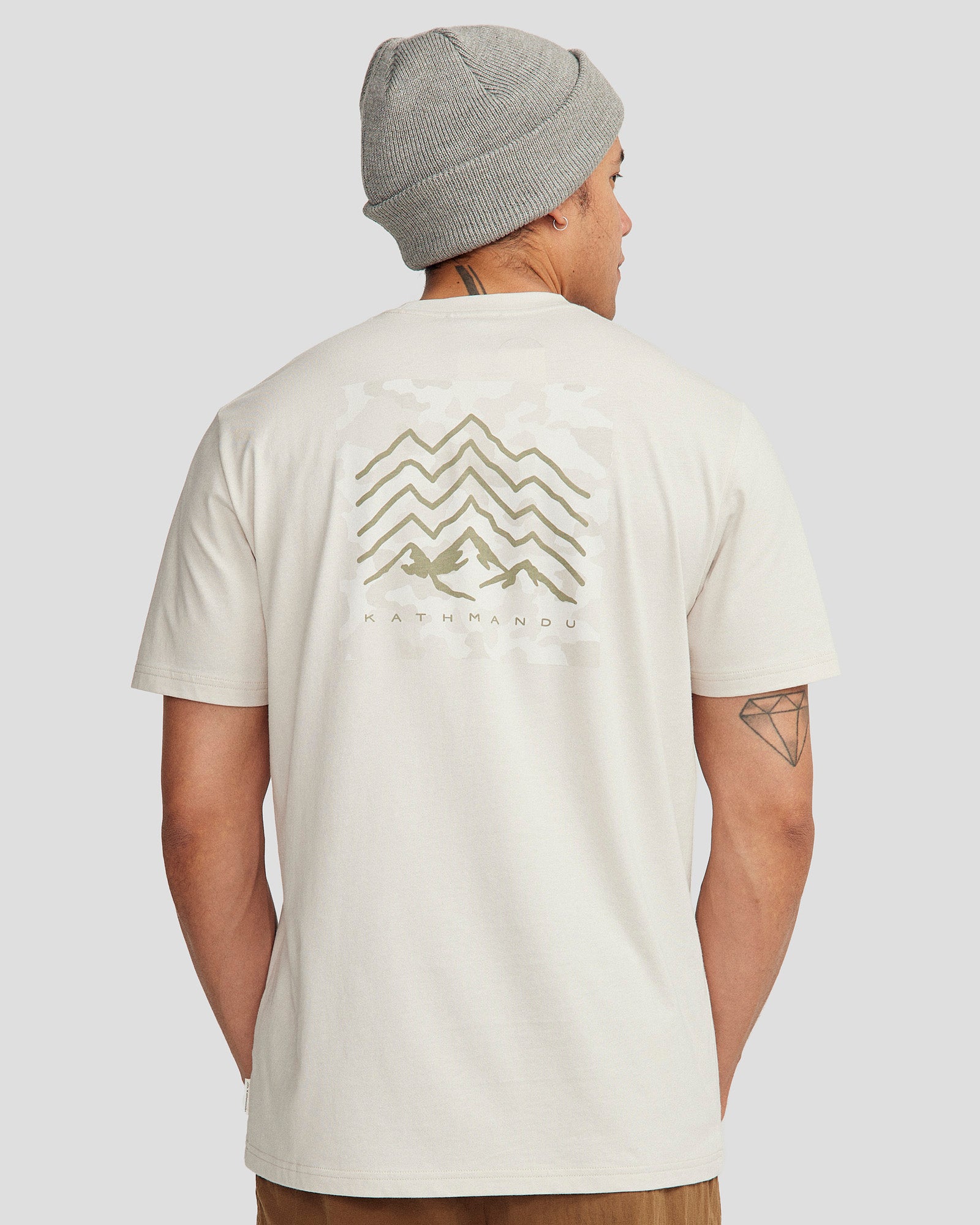 Men's Mountain Camo Organic Cotton T-Shirt - Eco-Friendly Casual Wear for Outdoor Adventures & Hiking