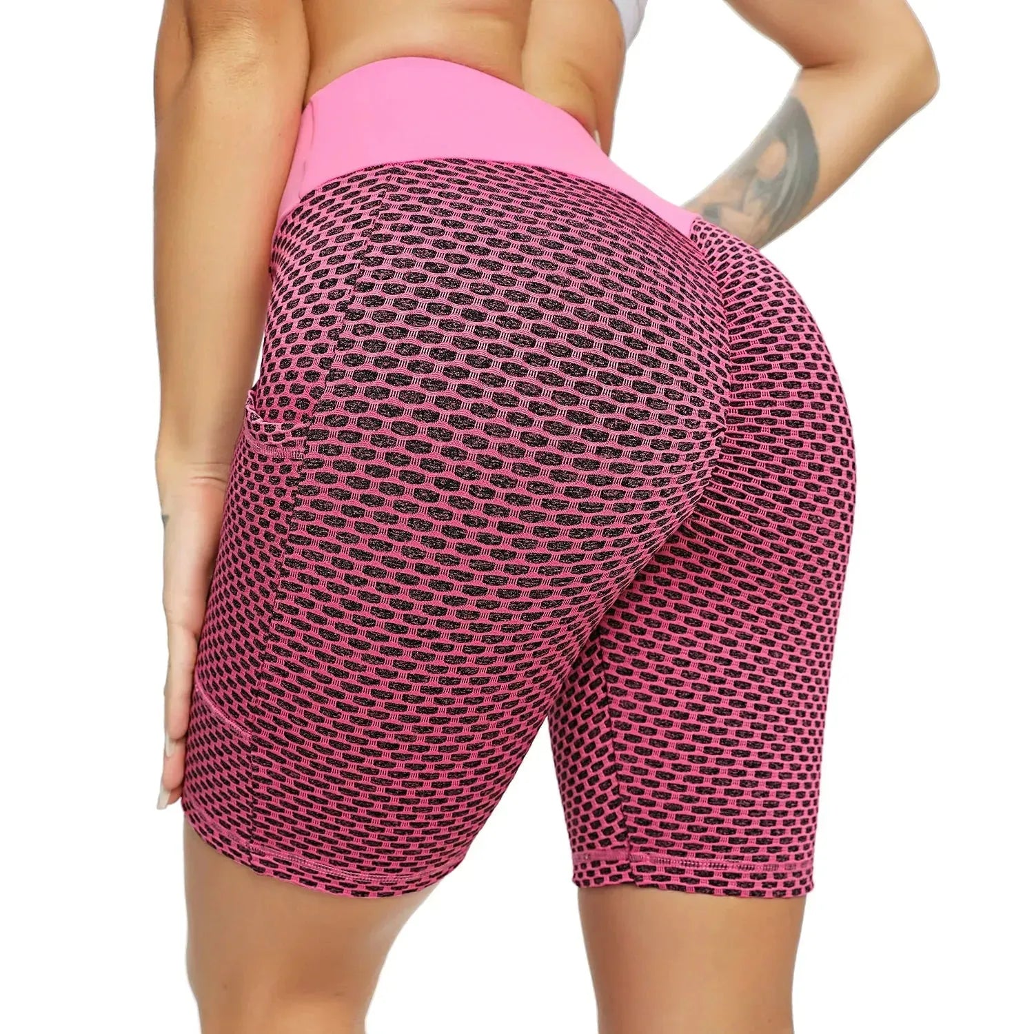 High Waist Seamless Yoga Shorts for Women - Tummy Control Workout Shorts with Pockets, Elastic Running & Gym Shorts - Perfect for Yoga, Fitness, Running & Lounge Wear