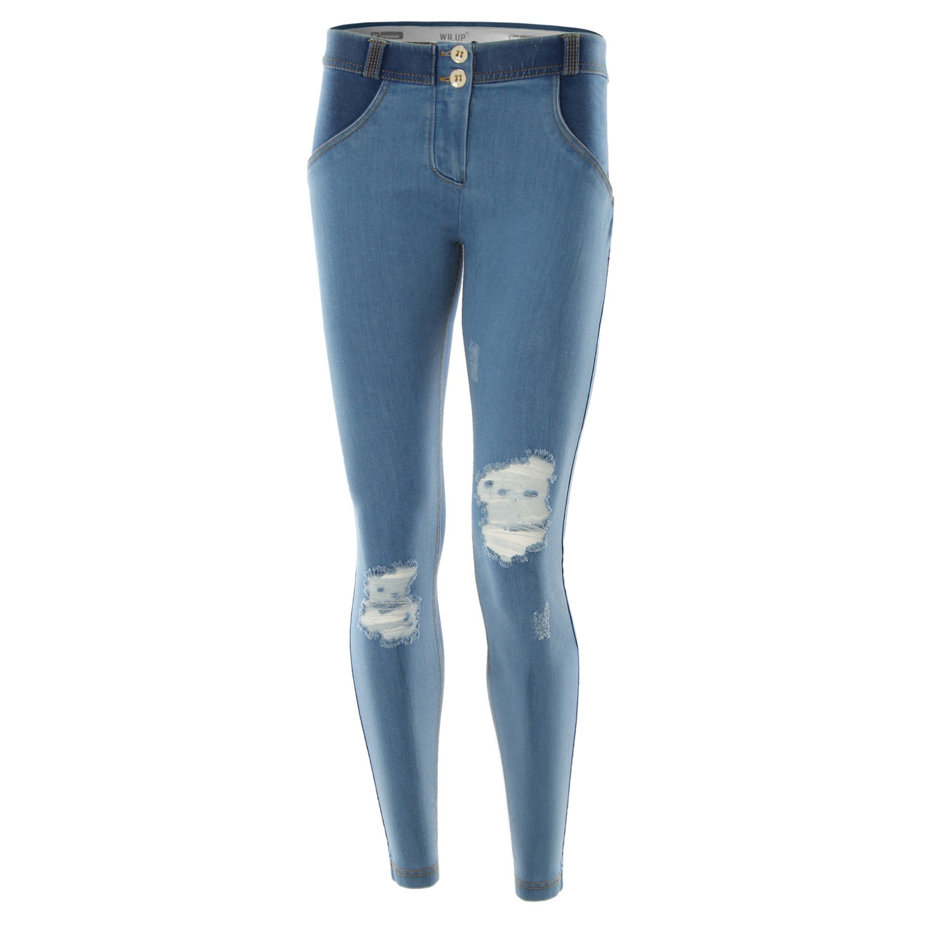 Freddy WR.UP Low Rise Distressed Denim Jeans for Women - Vintage Ripped Boyfriend Jeans, Comfortable Stretch Skinny Fit - Perfect for Casual Outfits, Streetwear & Everyday Wear