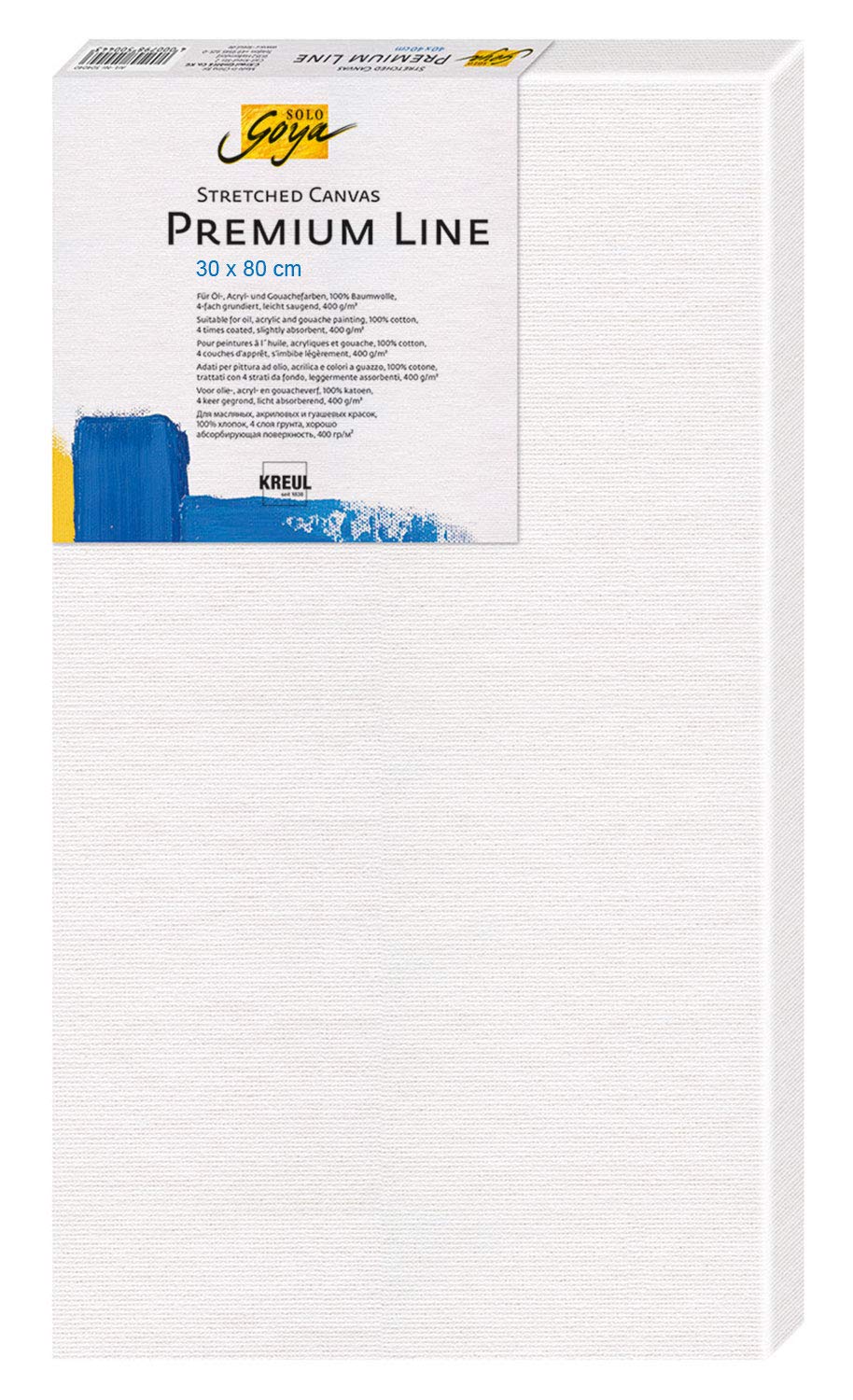 Premium Stretched Canvas 30x80 cm - Solo Goya Line 503080 Artist Stretcher Frame with Primed Cotton Canvas for Oil, Acrylic & Gouache Painting - Perfect for Studio Art, Home Decor & Professional Artists
