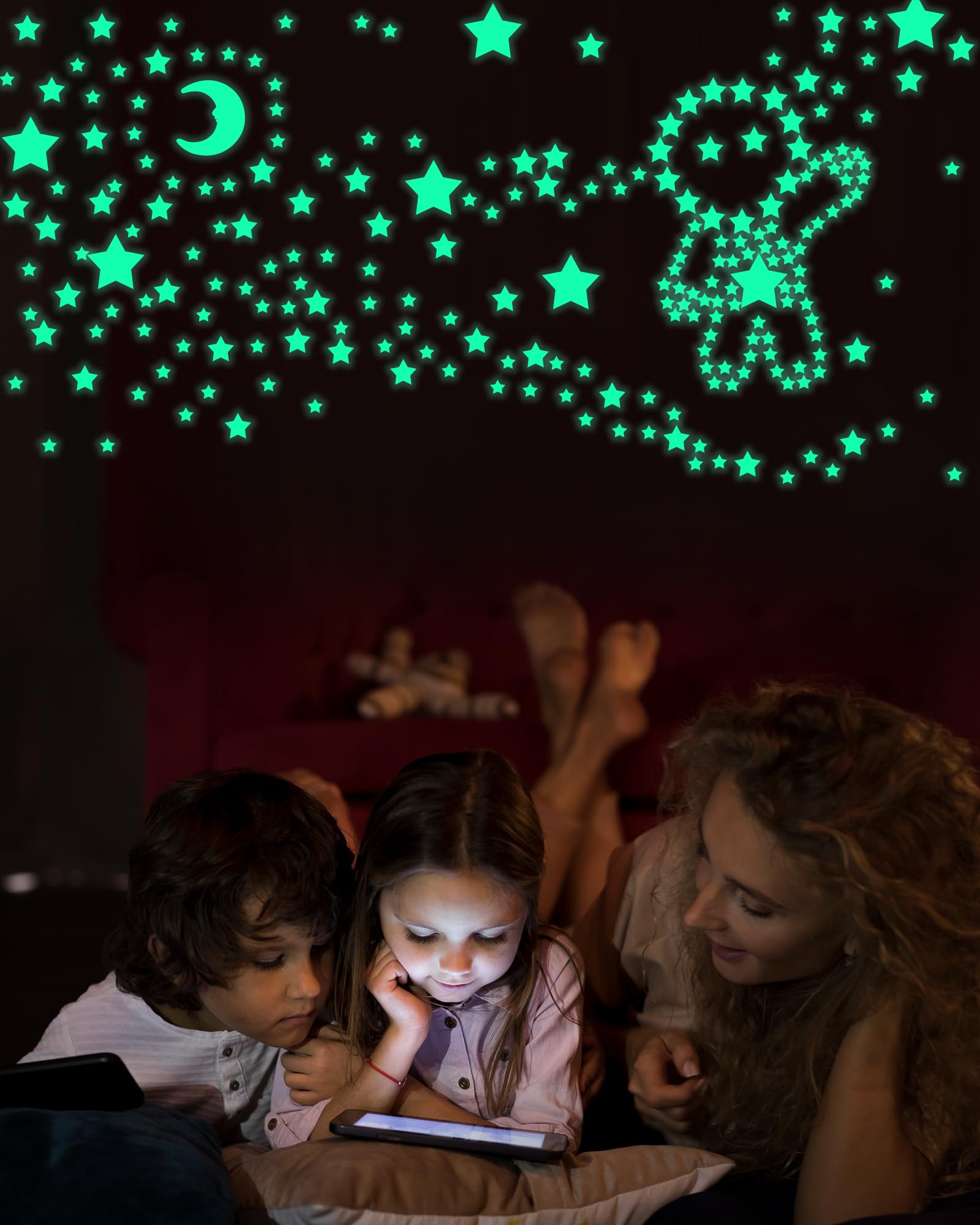 Glow in The Dark Stars Stickers - 201 Pcs Self-Adhesive Wall Decals for Kids Bedroom & Ceiling Decor - Perfect for Easter Basket Stuffers, Stocking Fillers & Room Makeover - Ideal for Boys Girls Ages 2-12 (Toddler to Preteen) - Create Magical Nighttime Scenes for Bedtime & Playrooms