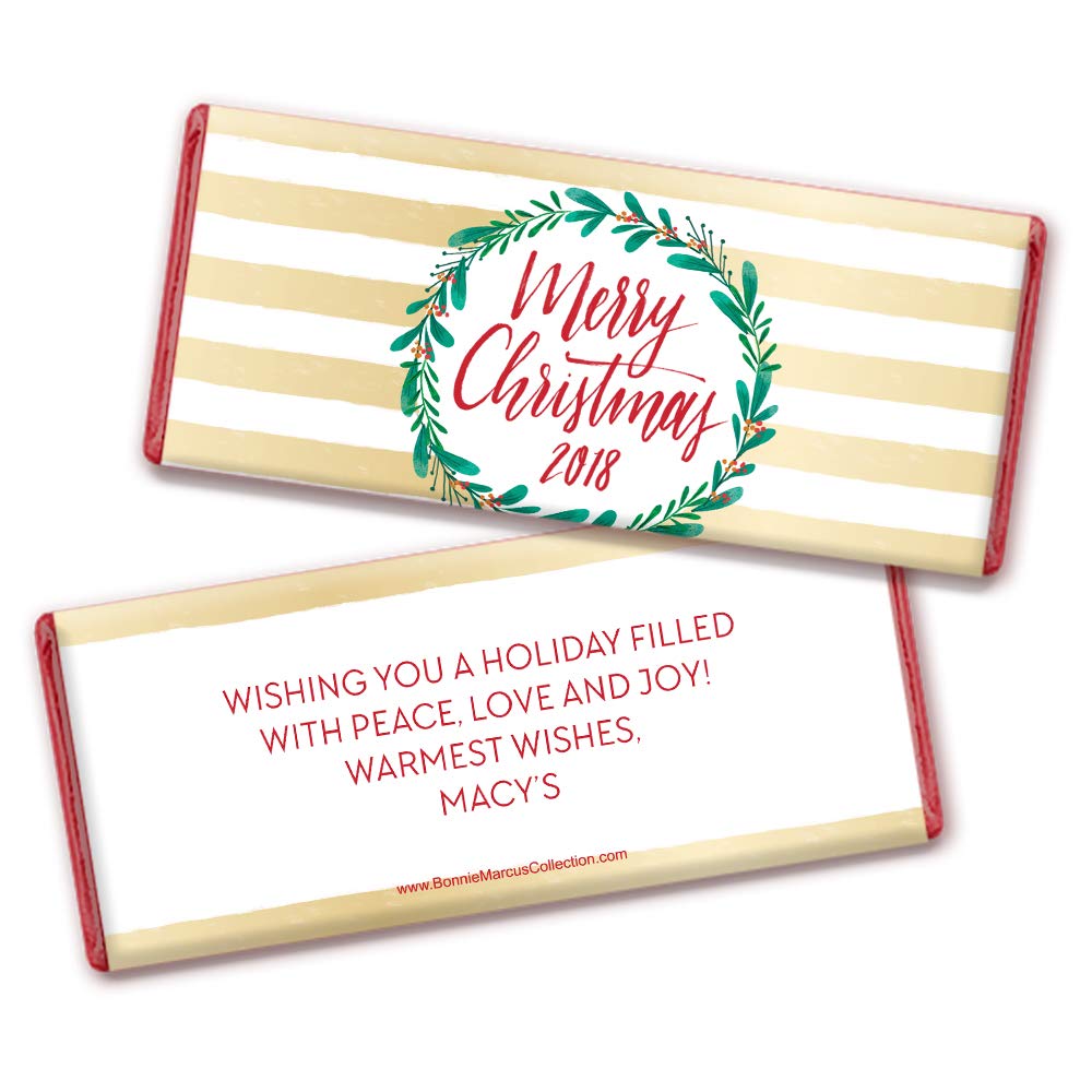 Personalized Merry Christmas Chocolate Bars with Custom Wrappers - 12 Count Holiday Party Favors for Christmas Gifts, Stocking Stuffers & Office Treats