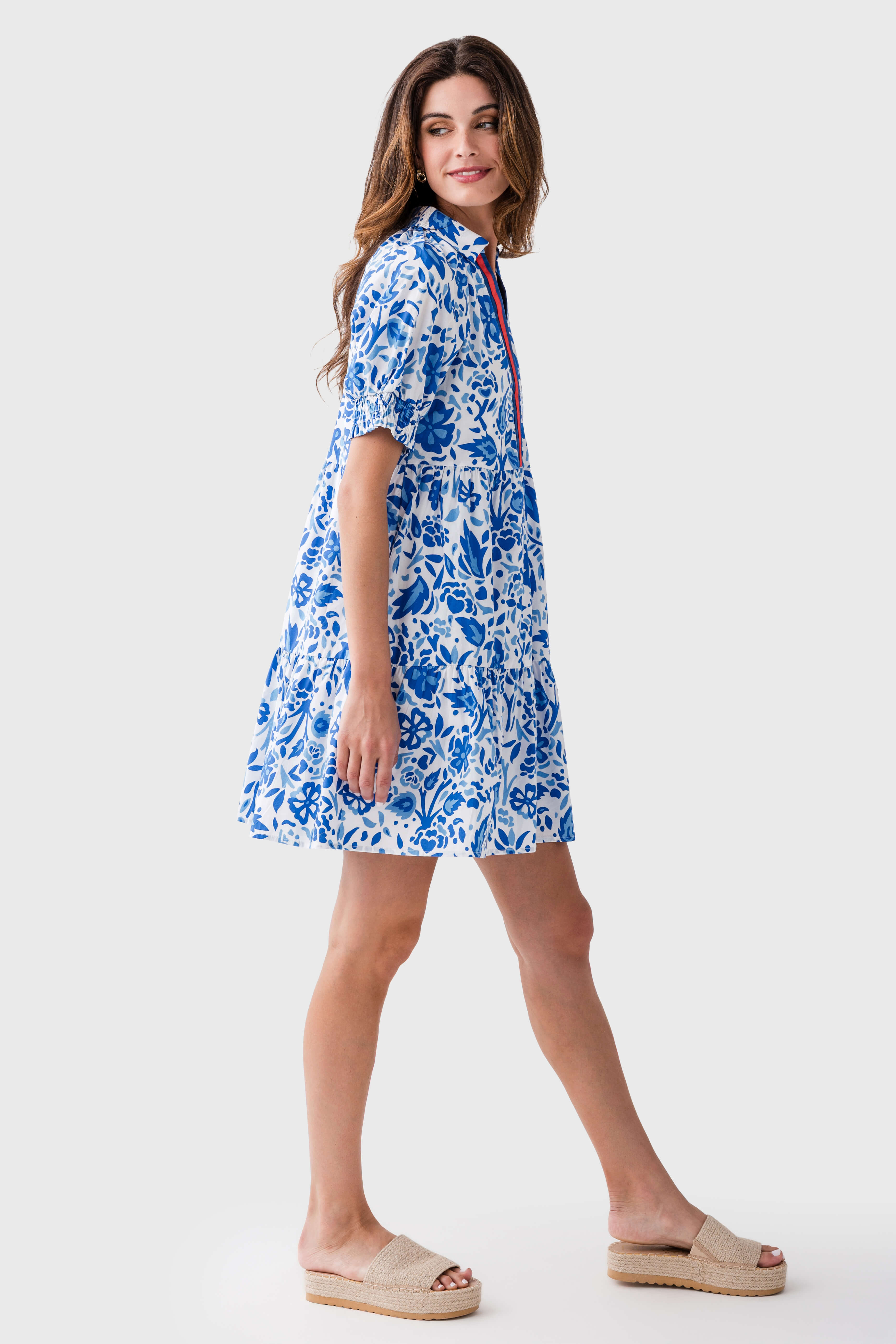 THML Floral Print Striped Tiered Dress for Women - Elegant Summer Party & Casual Outfit