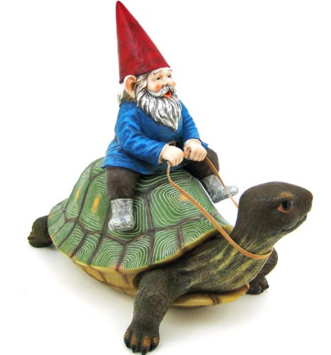 Large Garden Gnome Riding Turtle Statue - Outdoor Decor for Patio, Pool & Lawn - Whimsical Yard Ornament for Gardens, Backyards & Landscaping