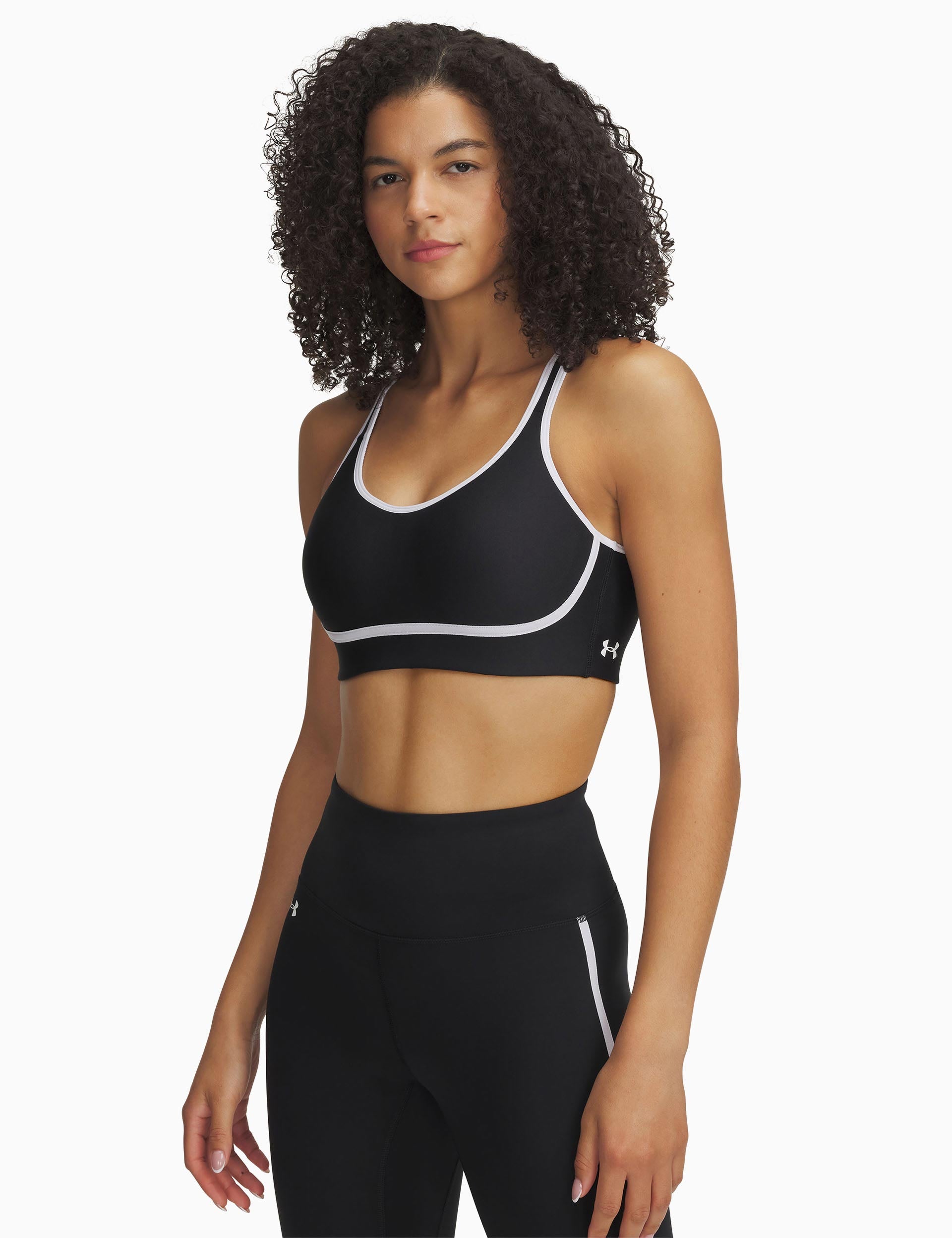 Infinity Mid Piped Sports Bra for Women - High Support Workout Top - Breathable & Moisture Wicking - Black/White - Perfect for Yoga, Running & Gym