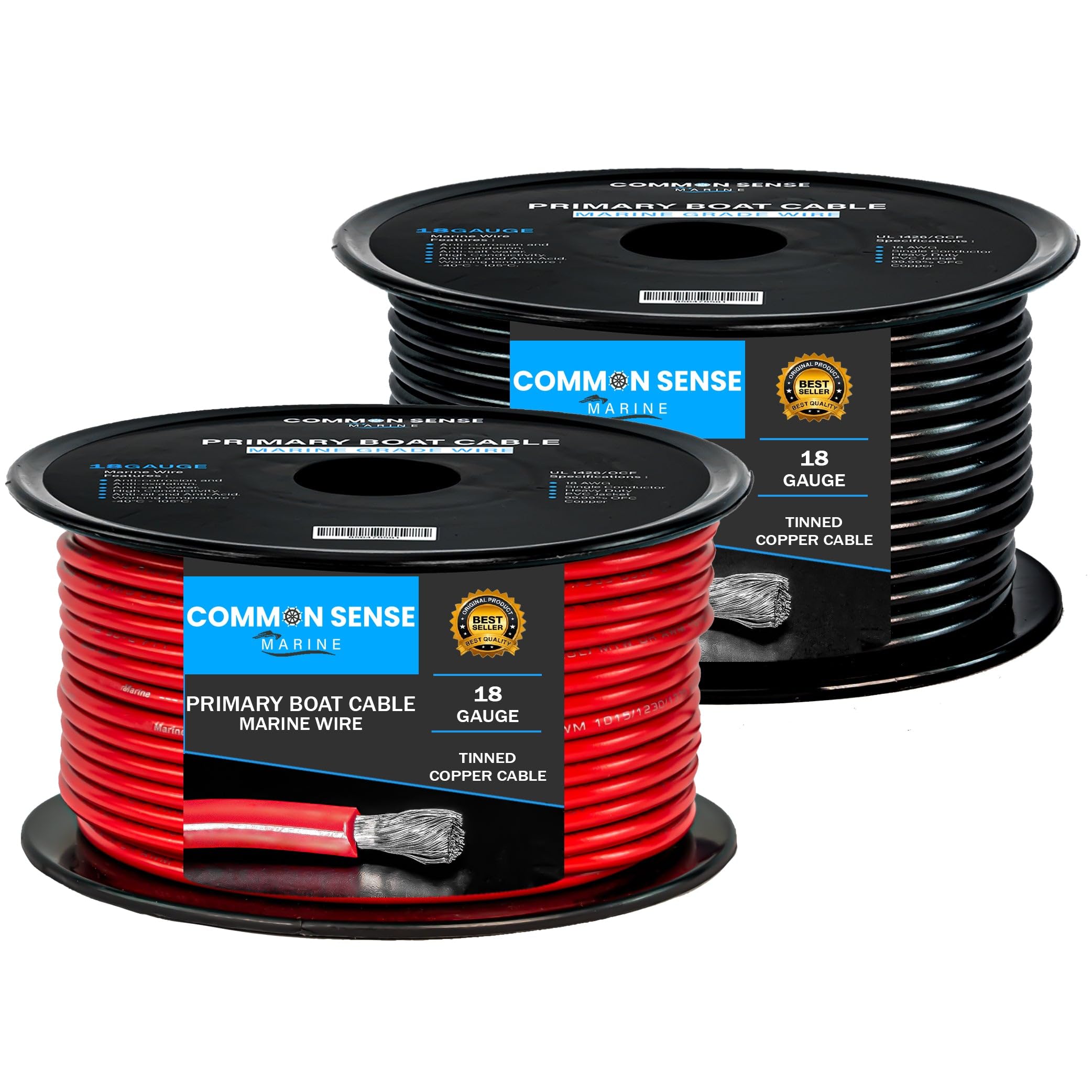 18 Gauge Primary Boat Cable - 1000 ft Marine Grade Tinned Copper Wire - 18 AWG UL 1426 PVC Wire for Boats, Automotive, Speakers, RV & Trailers - Perfect for Marine Electrical Systems, Car Audio Installations & Outdoor Power Applications