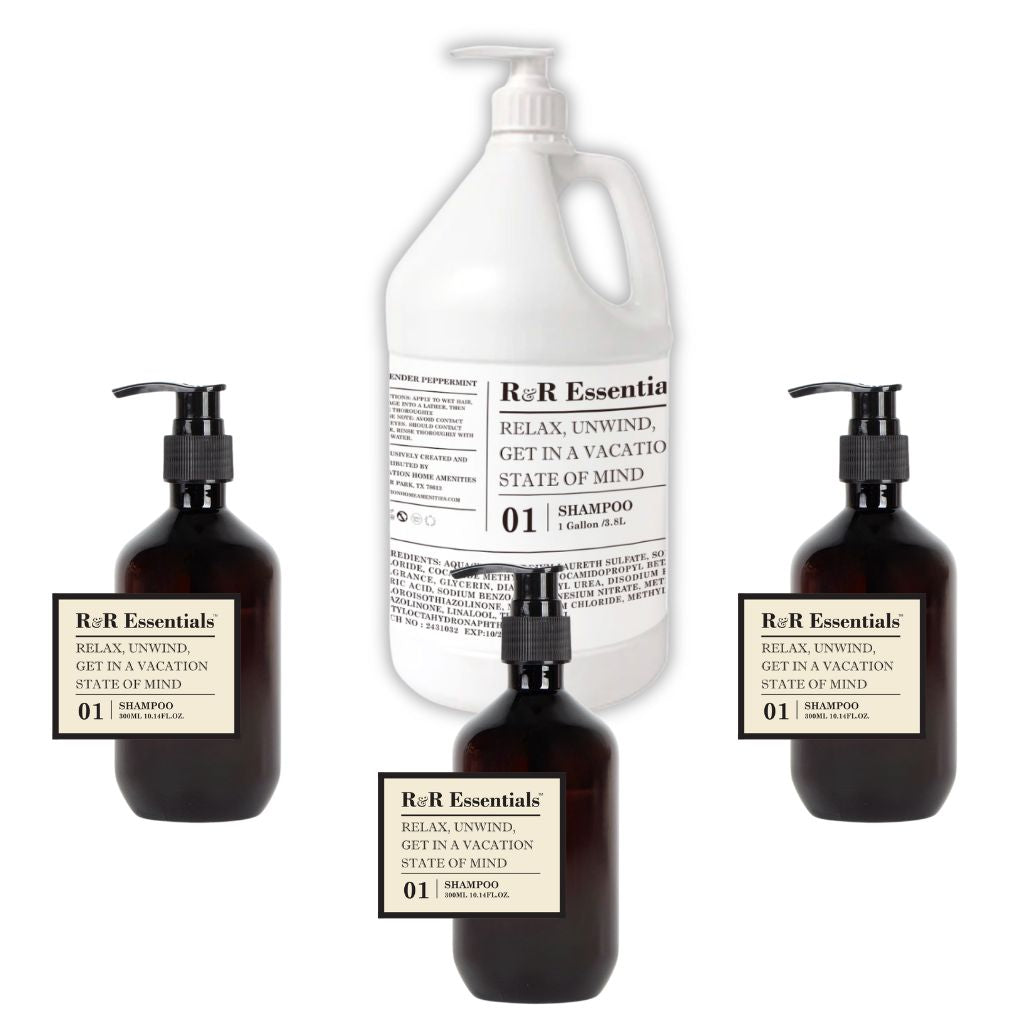 R&R Essentials Refillable Shampoo Bundle - Eco-Friendly Hair Care Set for Daily Use at Home & Travel