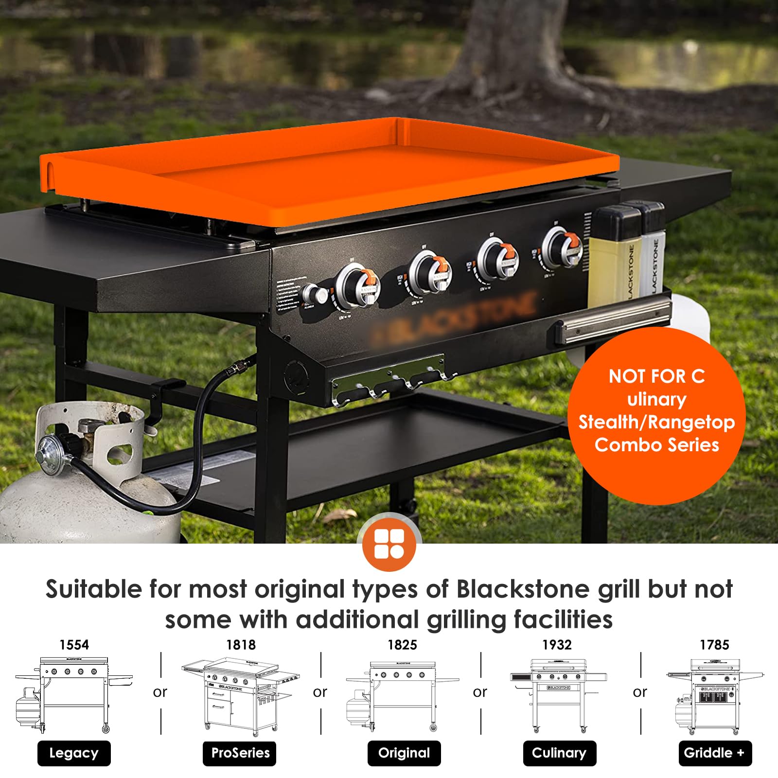 Upgraded Heavy Duty Silicone Griddle Cover Mat - Full Edge Protection for 36