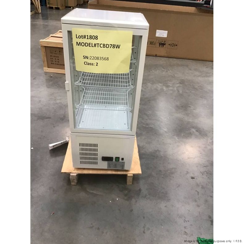 Thermaster 4-Sided Countertop Beverage Display Refrigerator - White (TCBD78W NSW1808) - Perfect for Restaurants, Cafes, and Convenience Stores