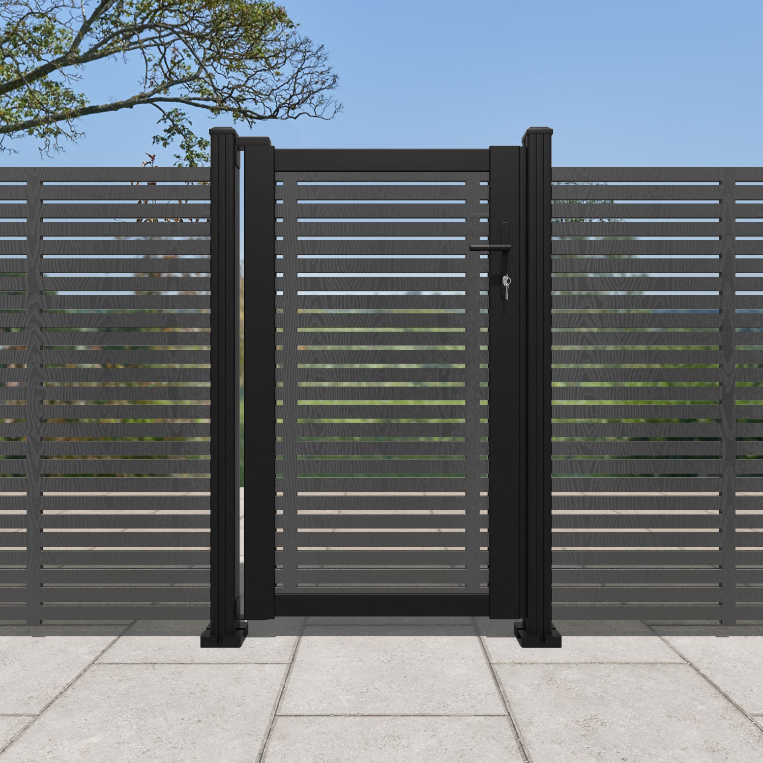 Aspen Full Screen Pedestrian Gate - Heavy Duty Security Fence Gate for Driveway, Yard & Garden - Weather Resistant Steel Construction for Home & Commercial Use
