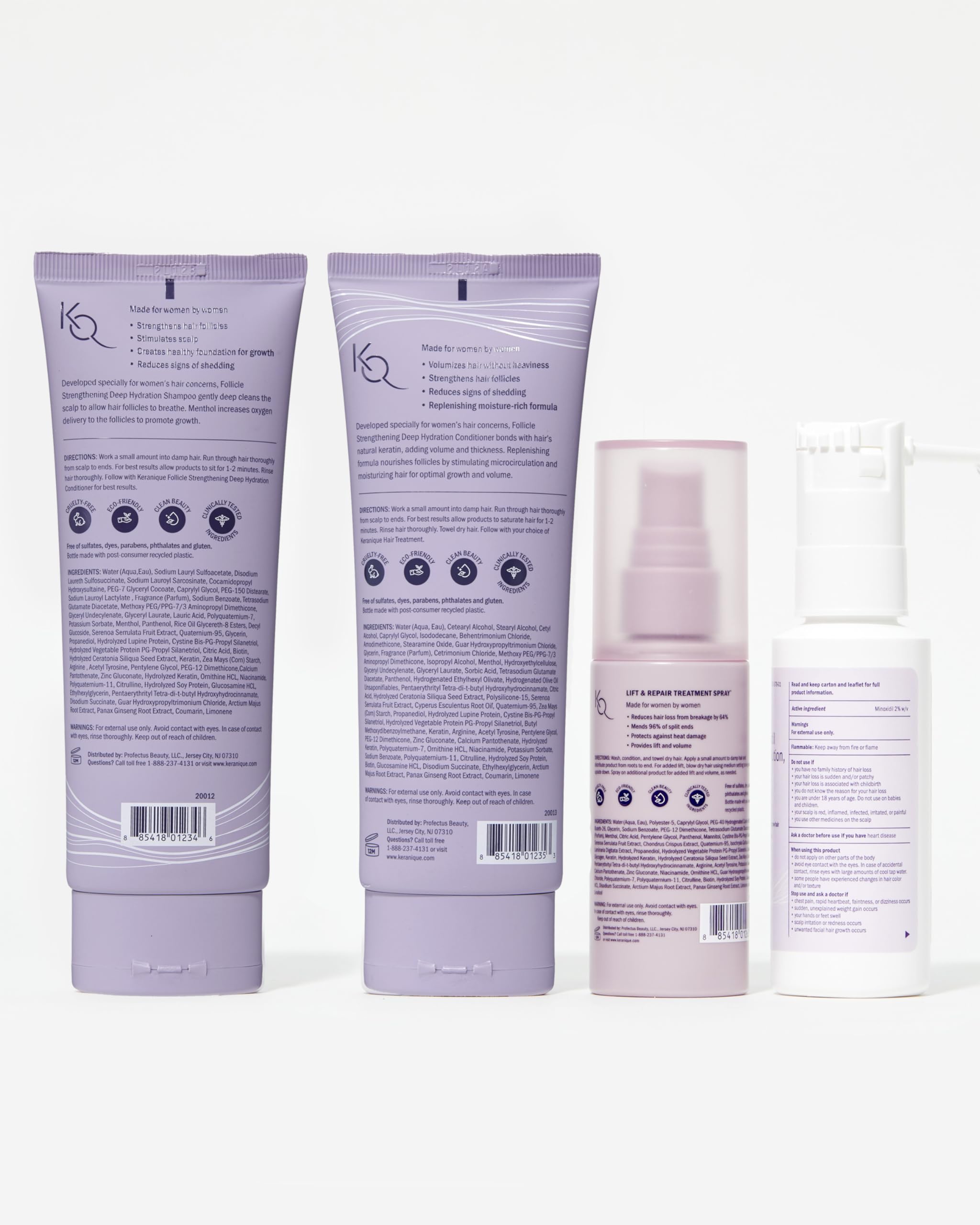 Keranique Hair Growth Treatment for Women - Minoxidil Regrowth System with Hydrating Shampoo & Conditioner + Volumizing Spray | Effective Hair Loss Solution for Thinning Hair | Perfect for Daily Use & Salon-Quality Results at Home