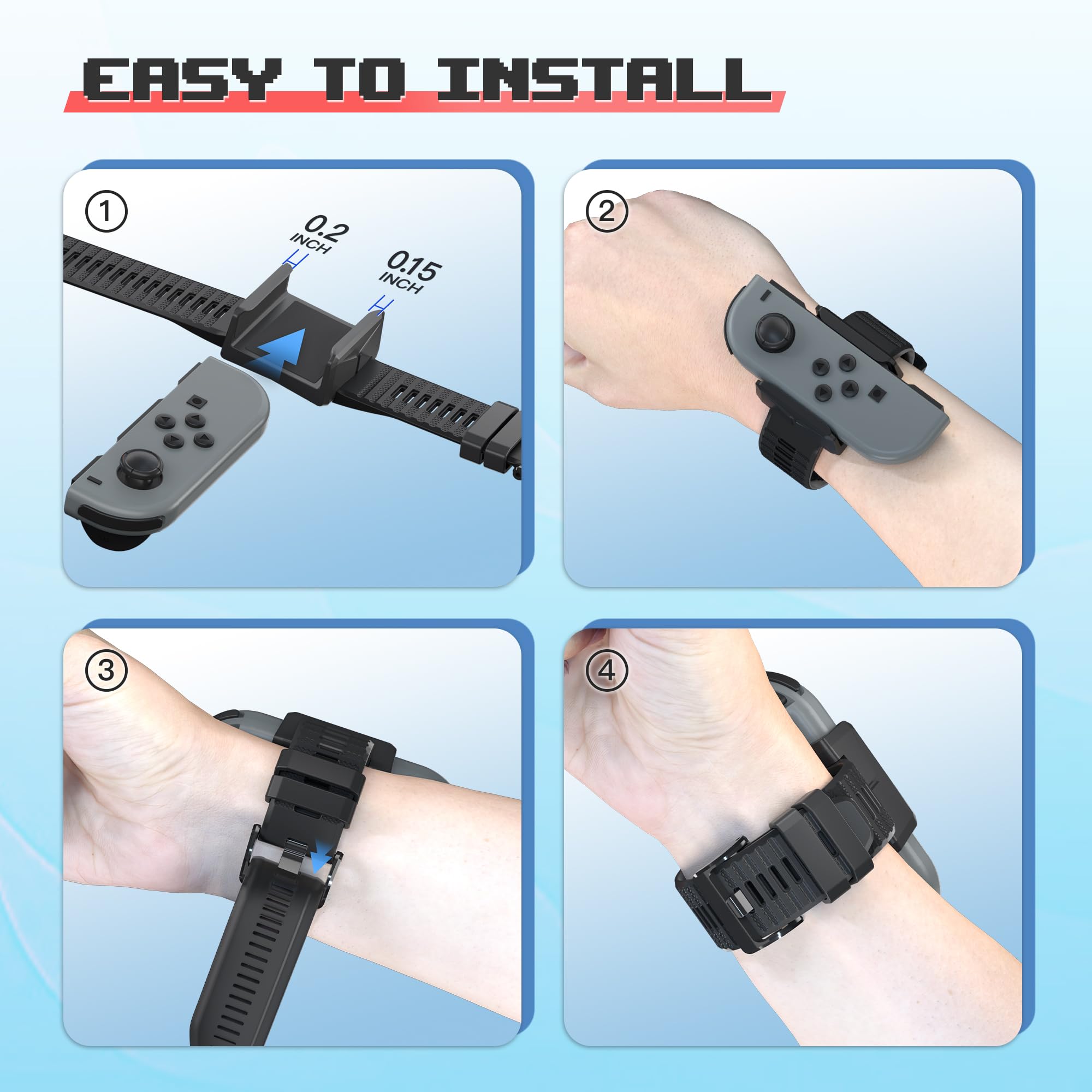 Narati Adjustable Silicone Wrist Straps for Nintendo Switch & OLED Model - Joy-Con Compatible Wristbands for Just Dance 2021-2025 - 2 Pack for Adults & Kids - Perfect for Dance Games, Fitness Tracking & Motion Control Gaming