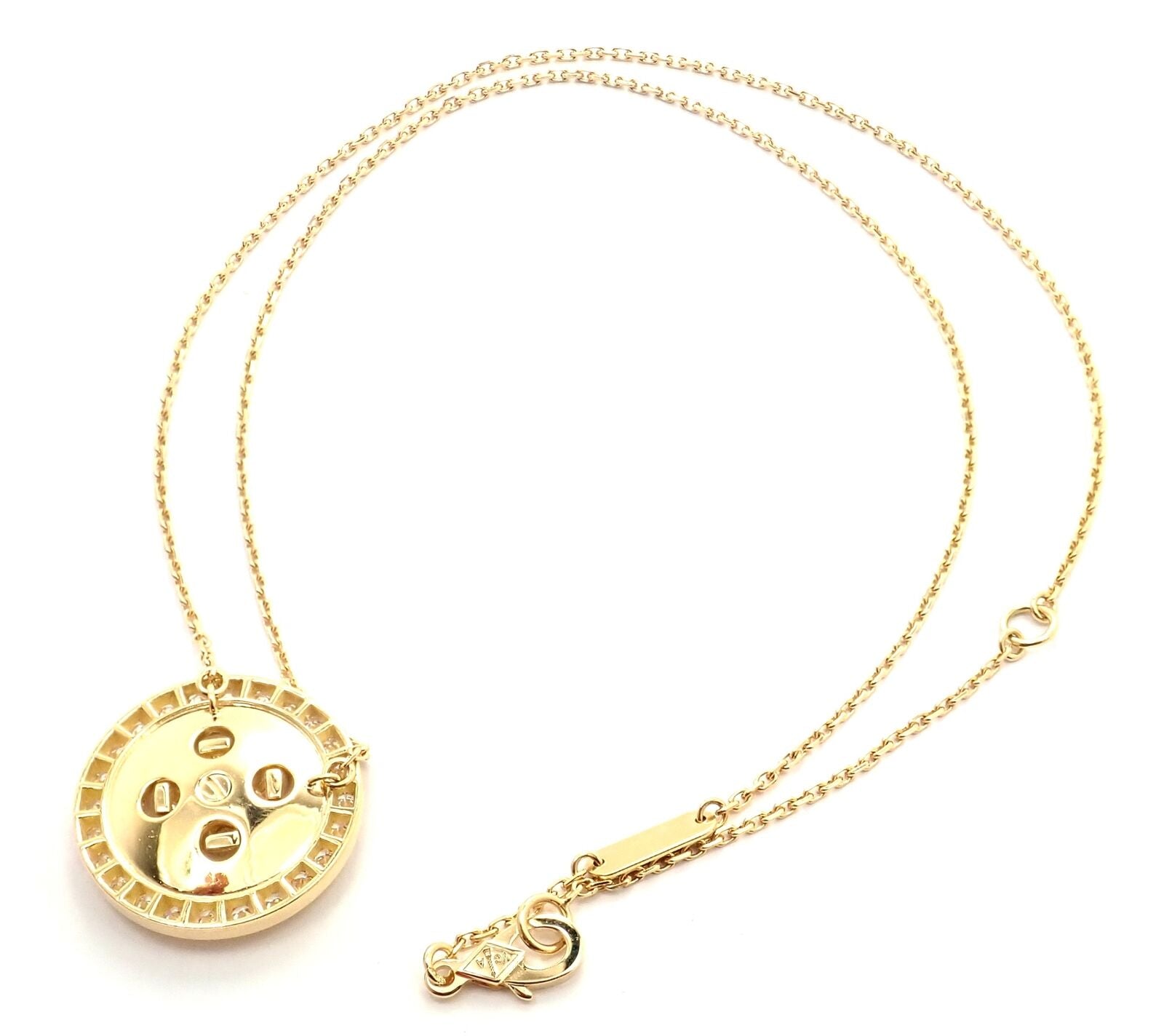Authentic Van Cleef & Arpels 18k Yellow Gold Diamond Button Pendant Necklace for Women - Luxury Jewelry Gift for Anniversary, Birthday & Special Occasions