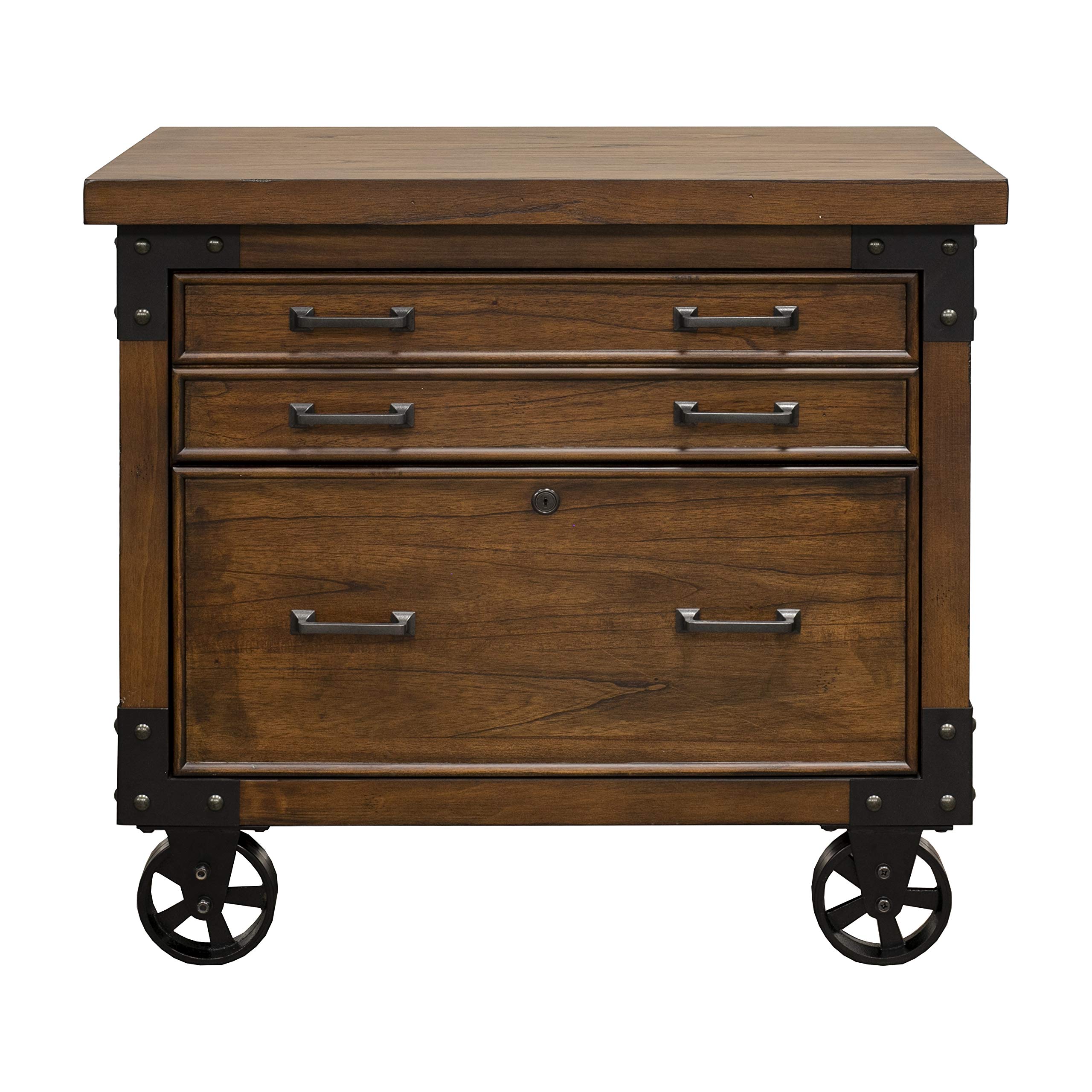 Martin Furniture 2-Drawer Lateral File Cabinet - Brown Wood Finish for Home Office & Business Storage Organization