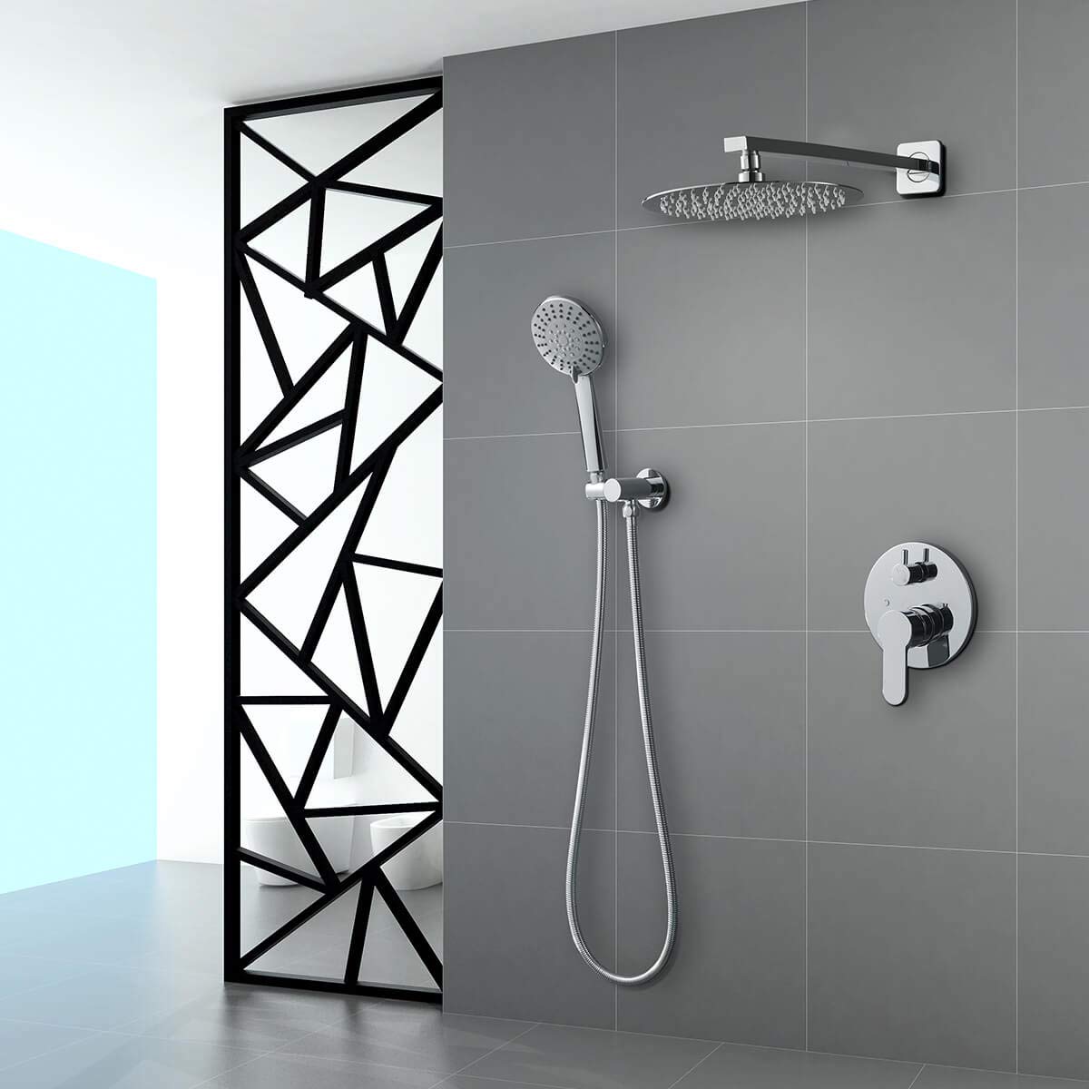 ROVOGO Chrome Bathroom Shower Faucet System with Rain Shower Head & Handheld Spray Combo Set - Complete Shower Trim Kit & Rough-in Valve Included - Perfect for Modern Bathroom Renovation & Spa-Like Shower Experience