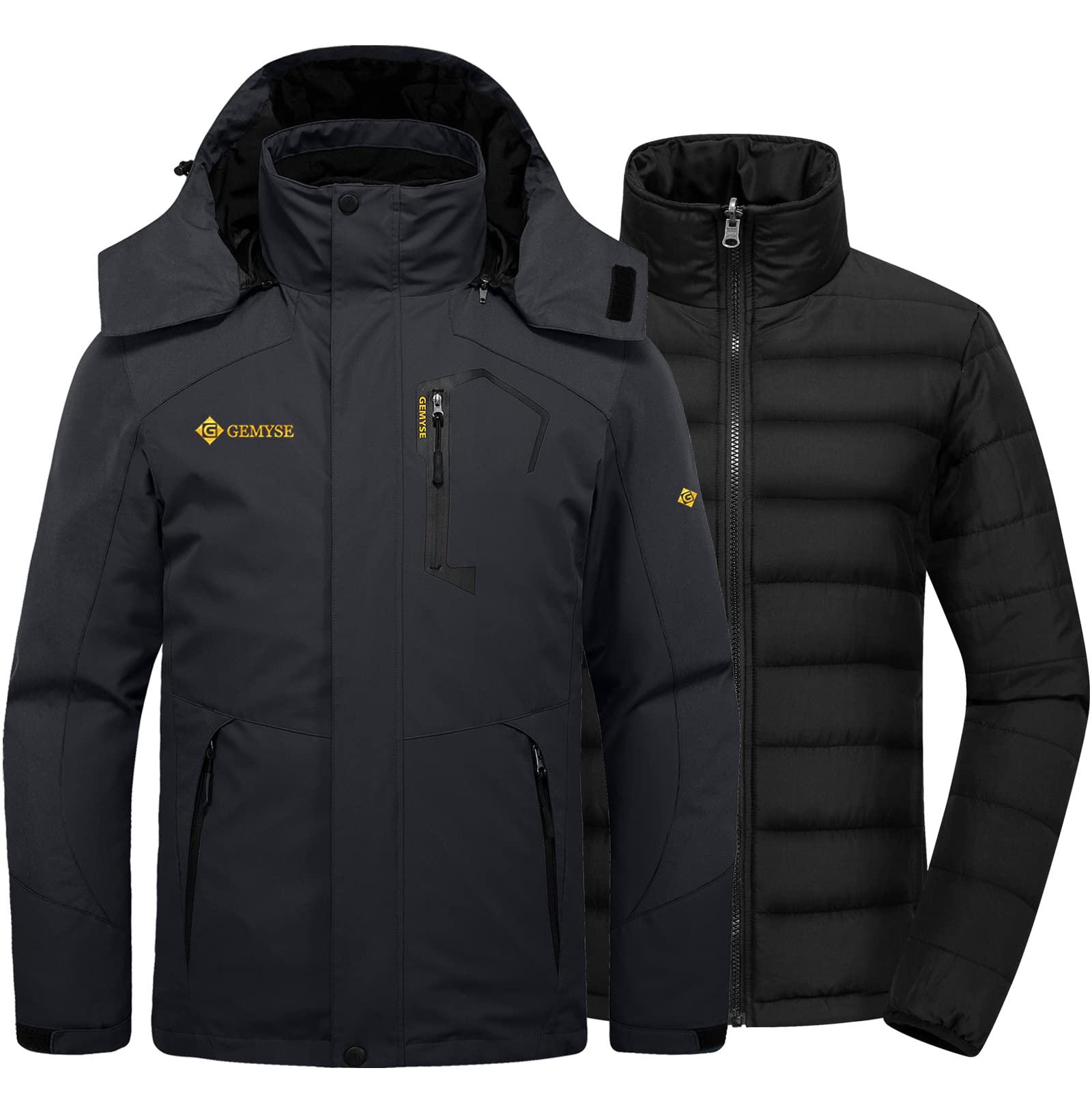 GEMYSE Men's Waterproof 3-in-1 Ski Snow Jacket with Puffer Liner - Insulated Winter Coat for Skiing, Snowboarding & Outdoor Activities