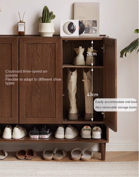 Solid Oak Wood Shoe Storage Cabinet - Large Capacity Entryway Organizer for Shoes, Boots & Accessories | Perfect for Hallway, Closet & Mudroom Organization