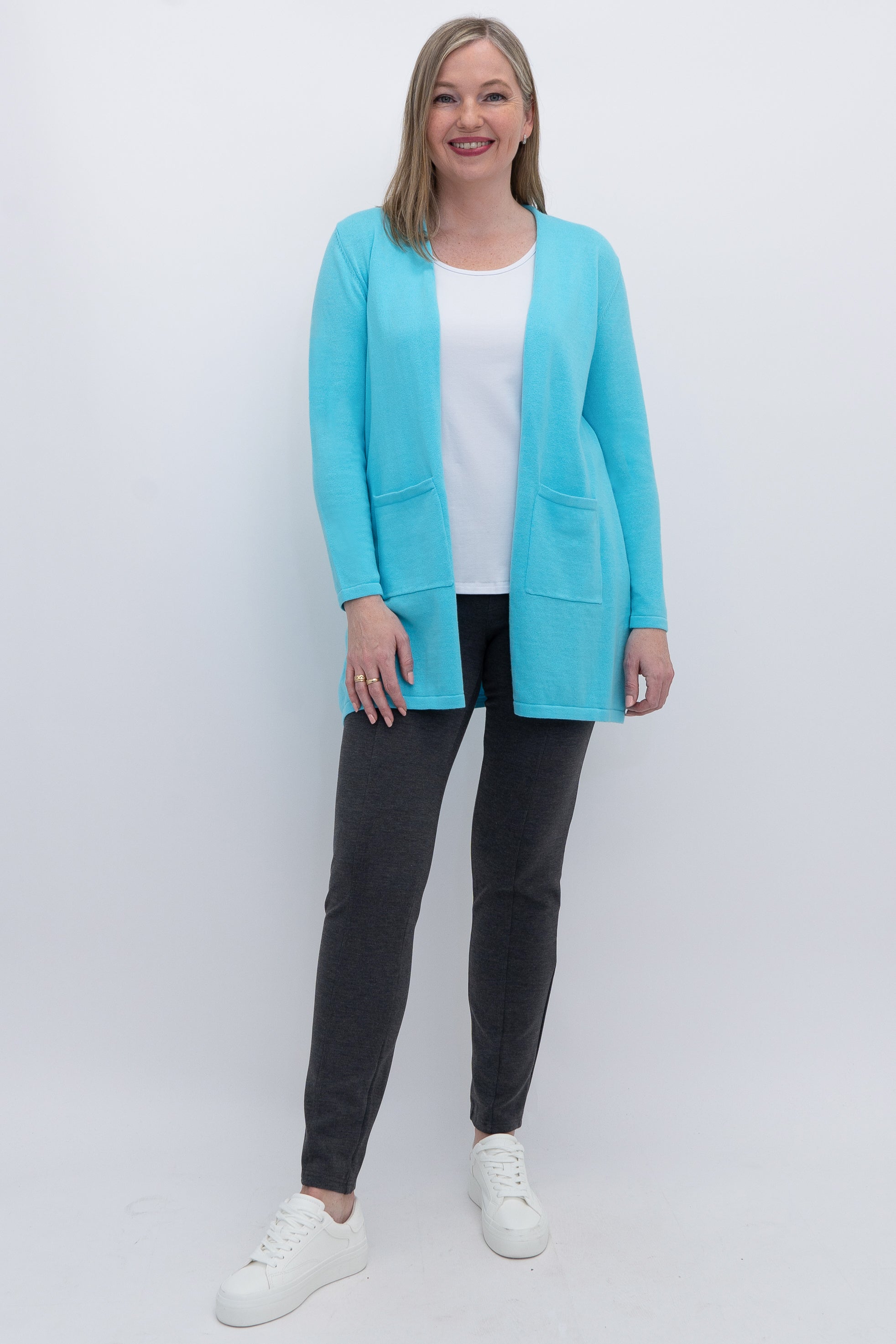 Justine Women's Turquoise Cotton Sweater - Soft & Comfortable Pullover for Casual Wear, Office & Fall Outfits