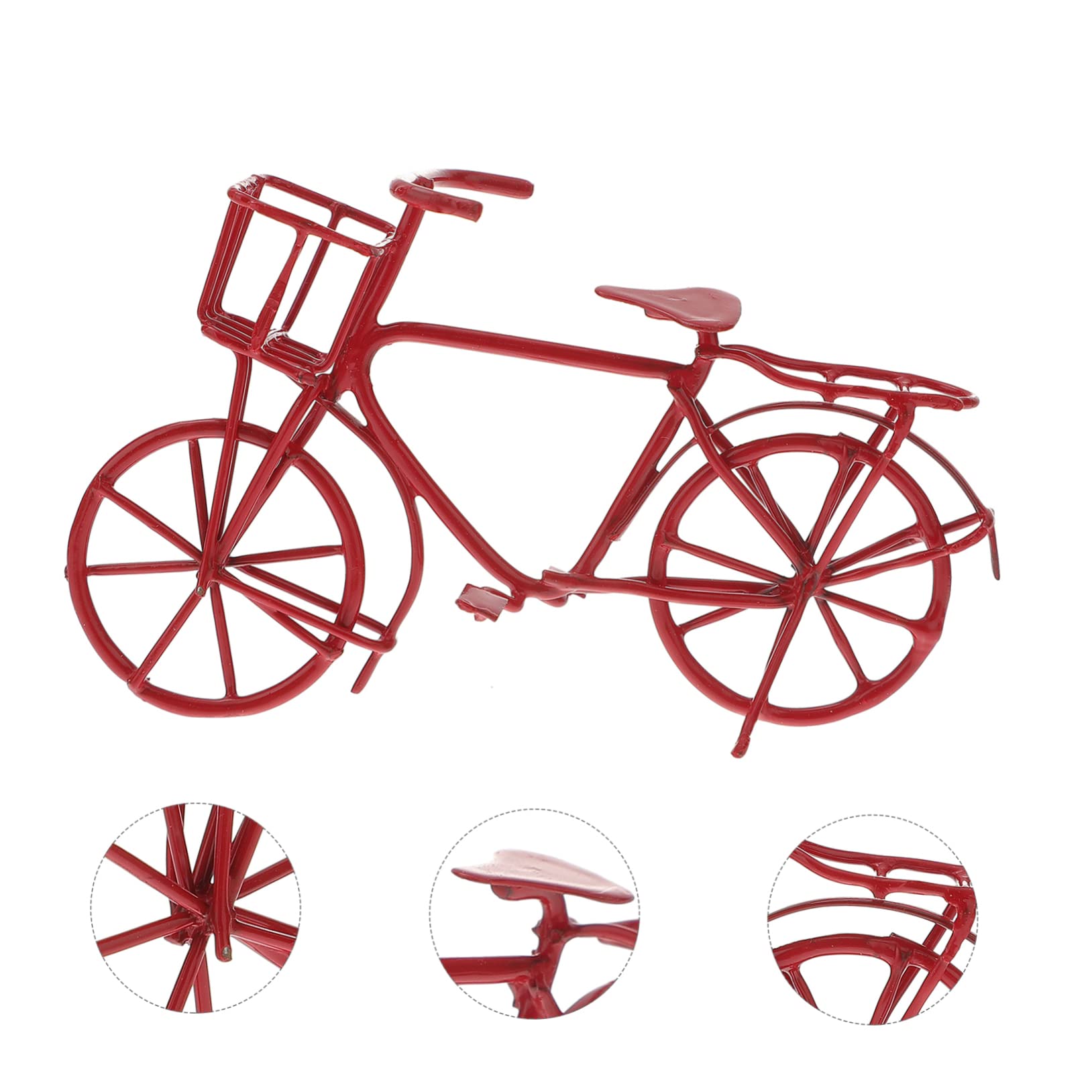 Holibanna Mini Metal Bike Toy - Red Iron Miniature Bicycle for Dolls, Tabletop Decor & Motorcycle Models | Perfect for Collectors, Parent-Child Play & Home Decoration