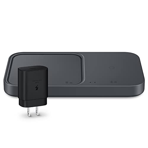 SAMSUNG EP-P5400 15W Super Fast Wireless Charger Duo with Built-in Cooling System - Certified Renewed, Dark Gray | Charge Two Devices at Once for Home, Office, or Travel