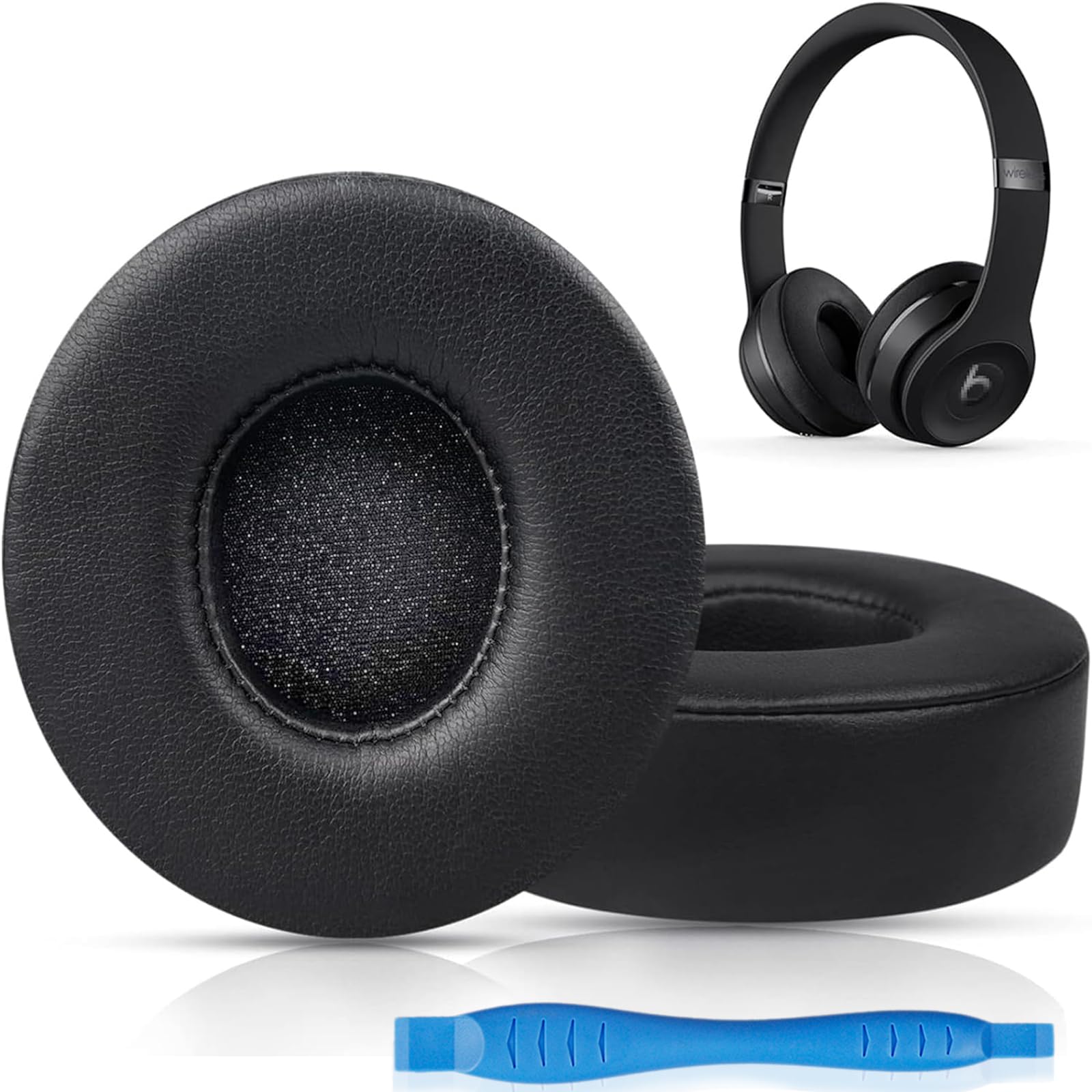 Gvoears Replacement Ear Pads for Beats Solo 3 & Solo 2 Wireless/Wired Headphones - Premium Memory Foam Cushions with Strong 3M Adhesive (Black) - Enhanced Comfort for Gaming, Music & Travel