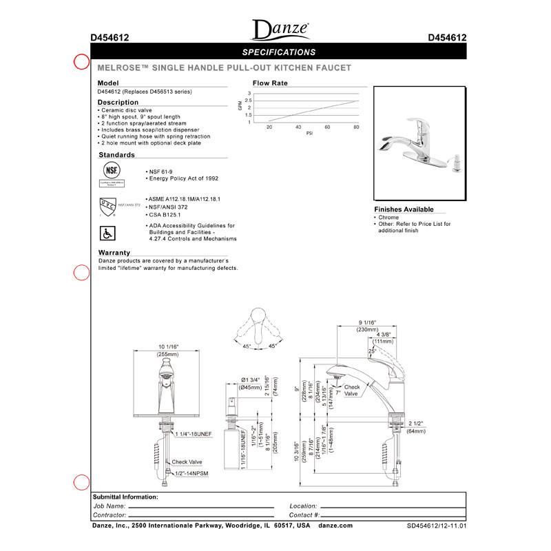 Danze Melrose Modern Stainless Steel Pull-Out Kitchen Faucet with Soap Dispenser - High Arc Spout for Deep Sinks, Touch-Free Design for Easy Cleaning, Perfect for Modern Kitchens and Busy Home Chefs