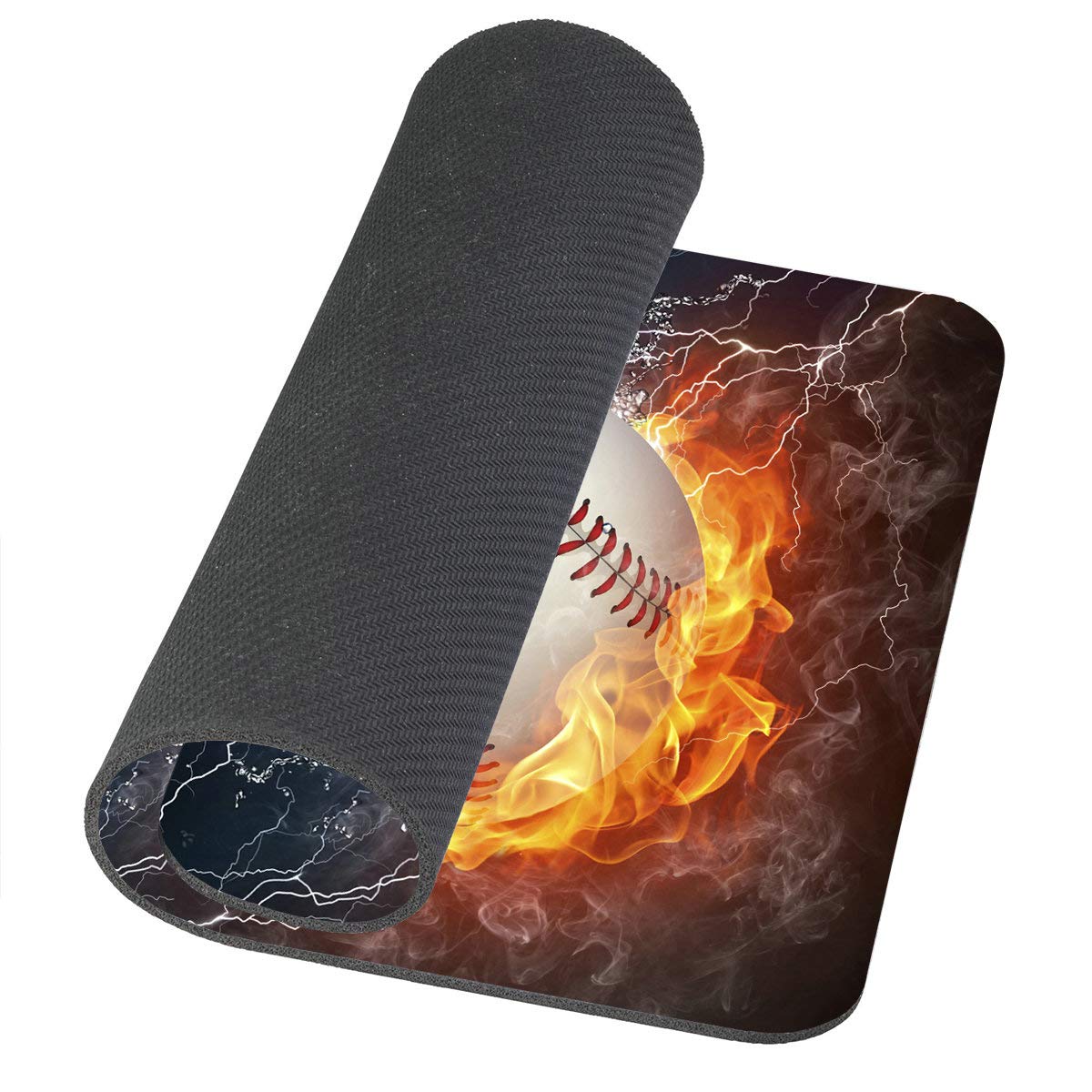 Flaming Baseball Fire and Water Mousepad - Non-Slip Gaming Mouse Pad, Large Extended Desk Mat for Office & Home, Perfect for Computer, Laptop, Workstation, and Gaming Setup