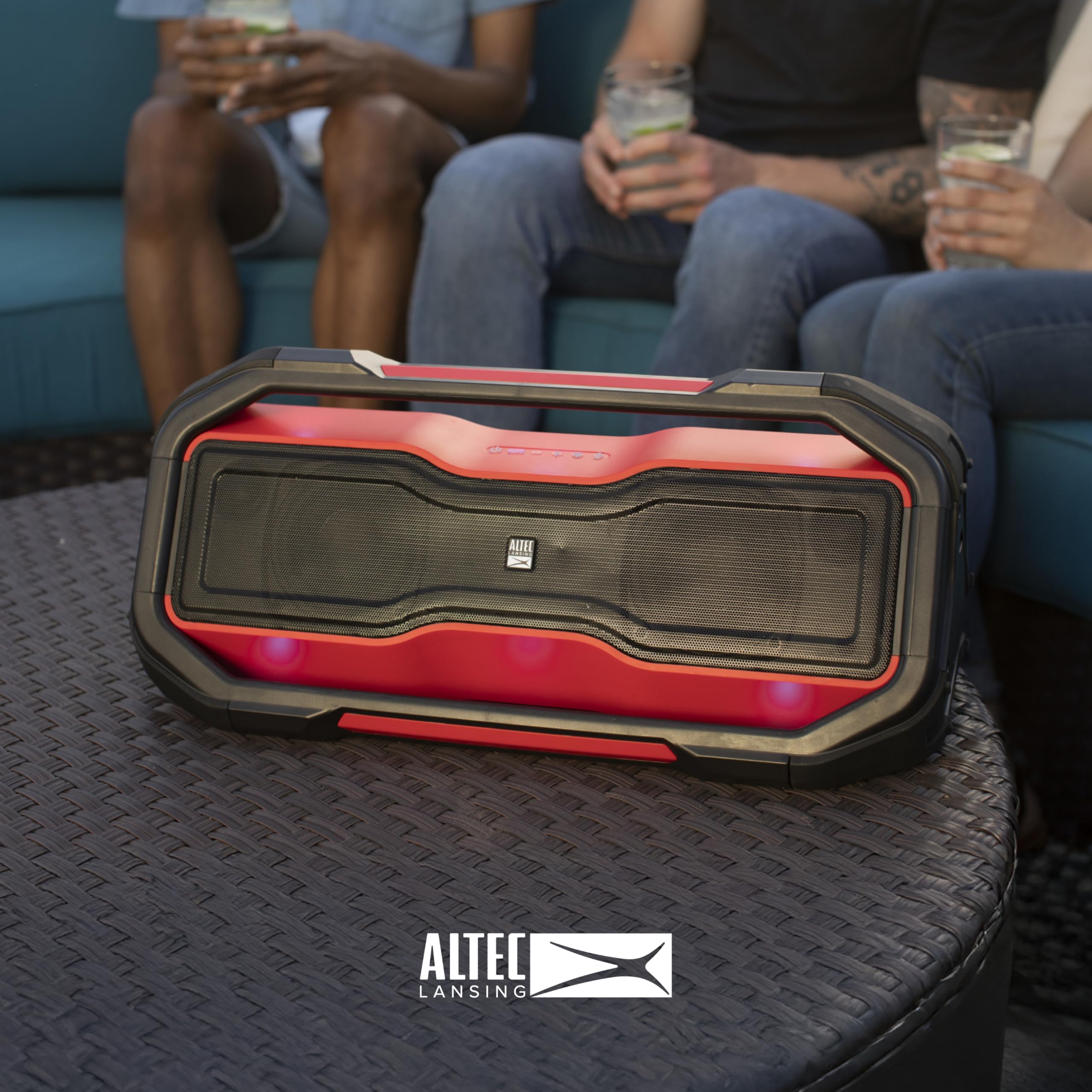 Altec Lansing ROCKBOX XL Wireless Bluetooth Speaker - Portable Waterproof Speaker with 20-Hour Playtime, 5 LED Light Modes, Floating Design - Perfect for Pool Parties, Beach Outings, Camping & Home Use