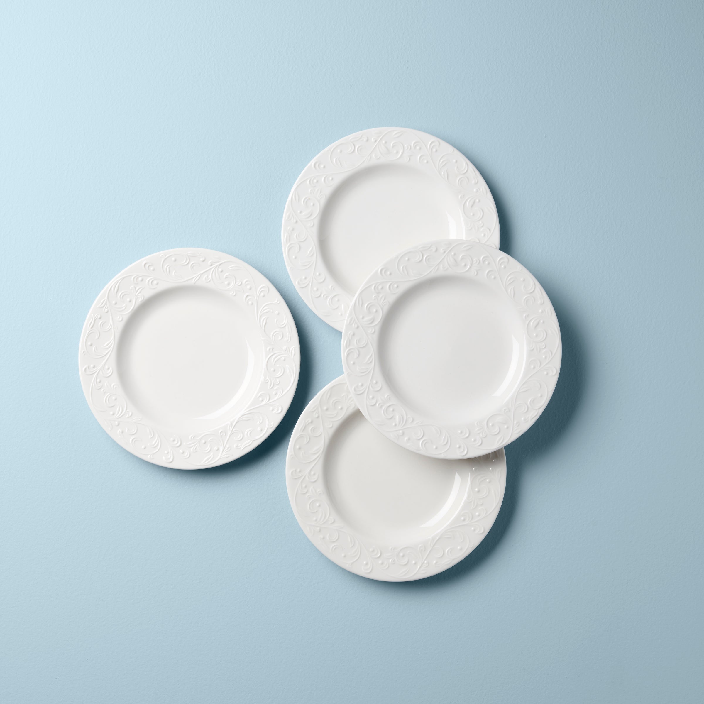 Opal Innocence Carved Accent Plates - Set of 4 Elegant Dinnerware for Fine Dining & Special Occasions