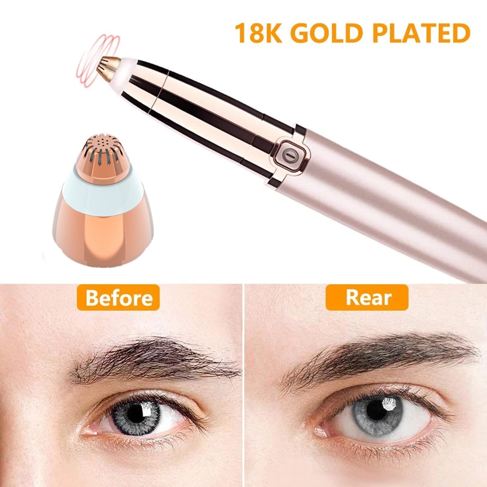 Flawless Brows Eyebrow Pencil & Hair Remover - 18K Gold Heads with Brush for Perfect Eyebrows at Home