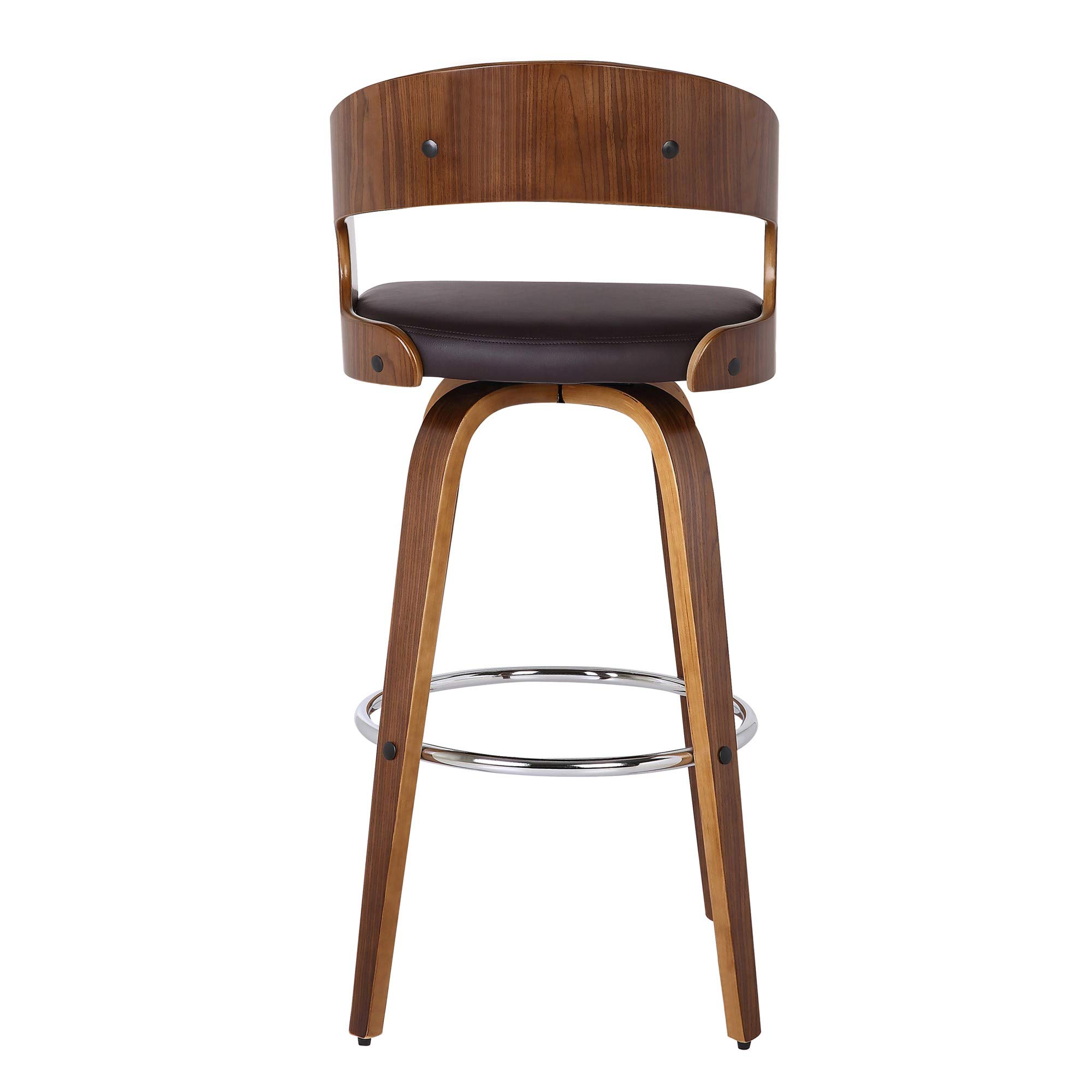 Benjara BM155718 30-inch Swivel Faux Leather Counter Height Bar Stool with Open Back - Brown - Perfect for Kitchen Islands, Breakfast Bars & Home Decor