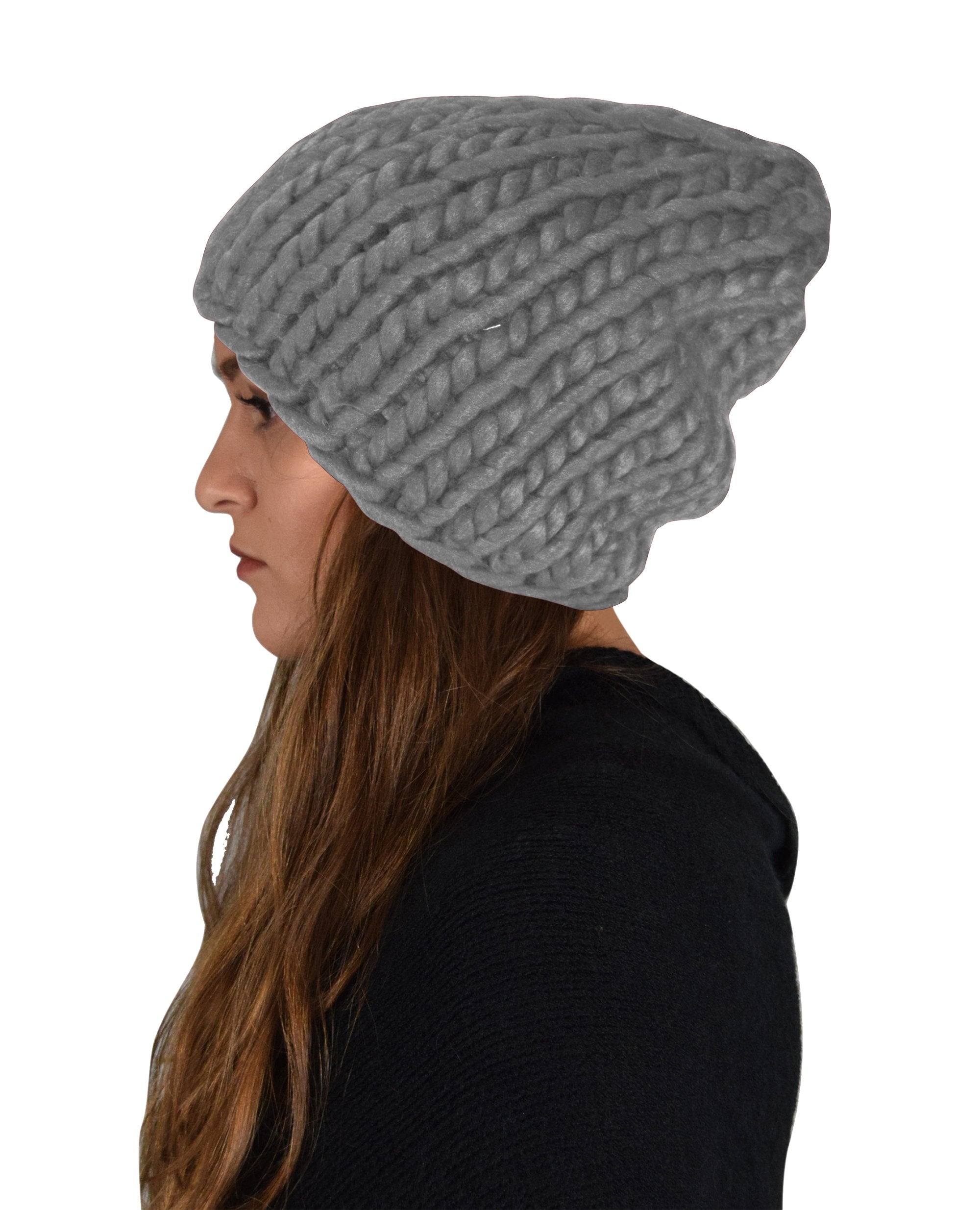 Thick Warm Soft Cable Knit Hat Beanie - Slouchy Double Braid Stitch Winter Hat for Women & Men - Perfect for Skiing, Snowboarding & Cold Weather Activities